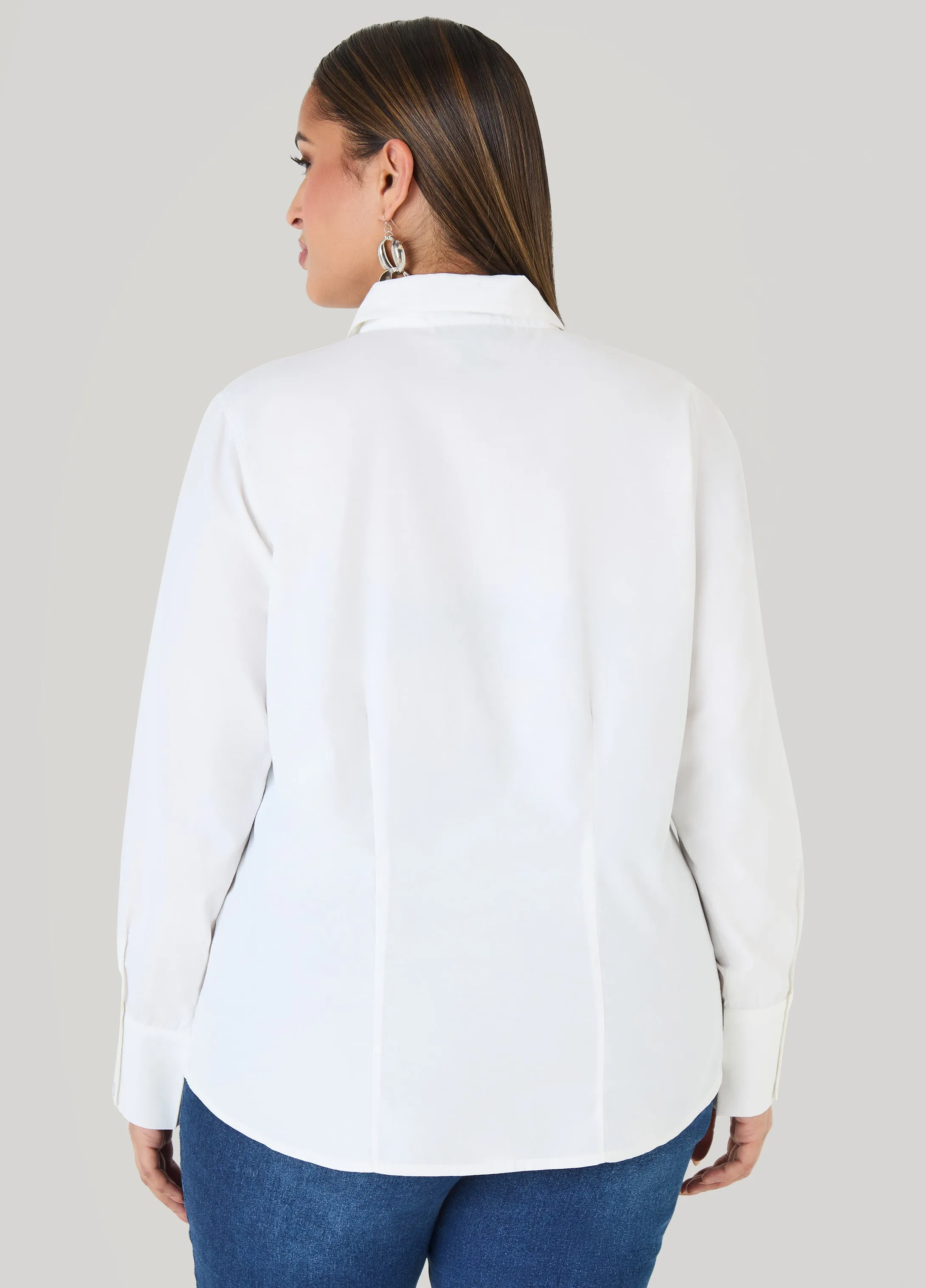 Tall Cotton Blend Collared Shirt sold by Ashley Stewart product image thumbnail 2