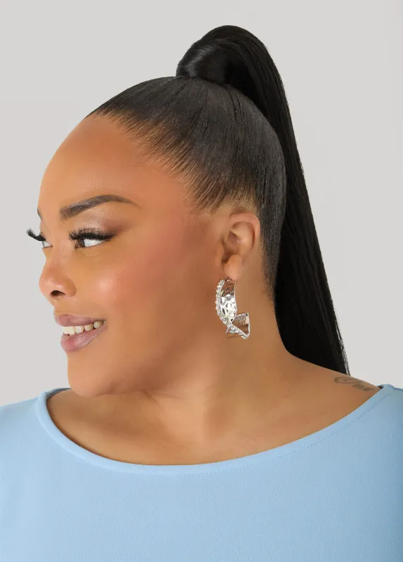 Crystal Twisted Hoop Earrings sold by Ashley Stewart