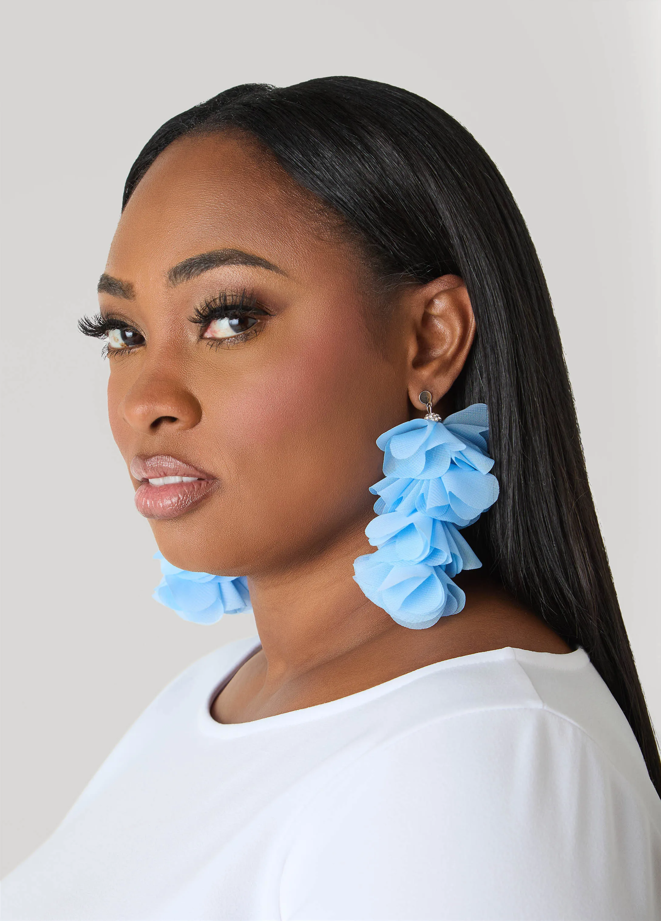 Crystal And Chiffon Petal Earrings sold by Ashley Stewart