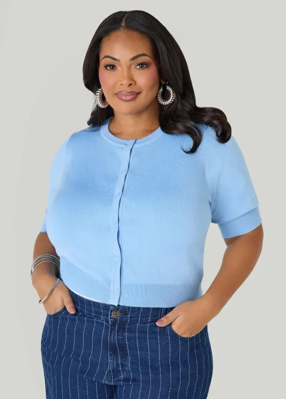 Knitted Cropped Cardigan sold by Ashley Stewart