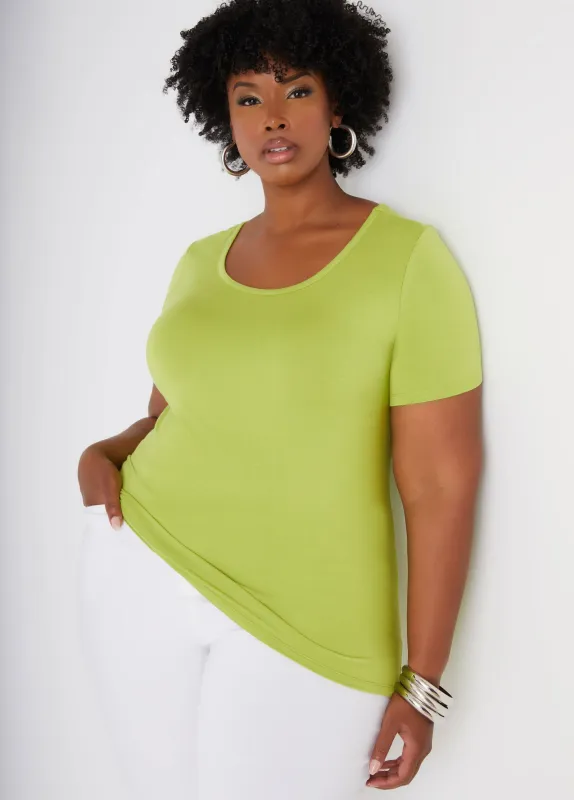 Jersey Scoop Neck Tee sold by Ashley Stewart