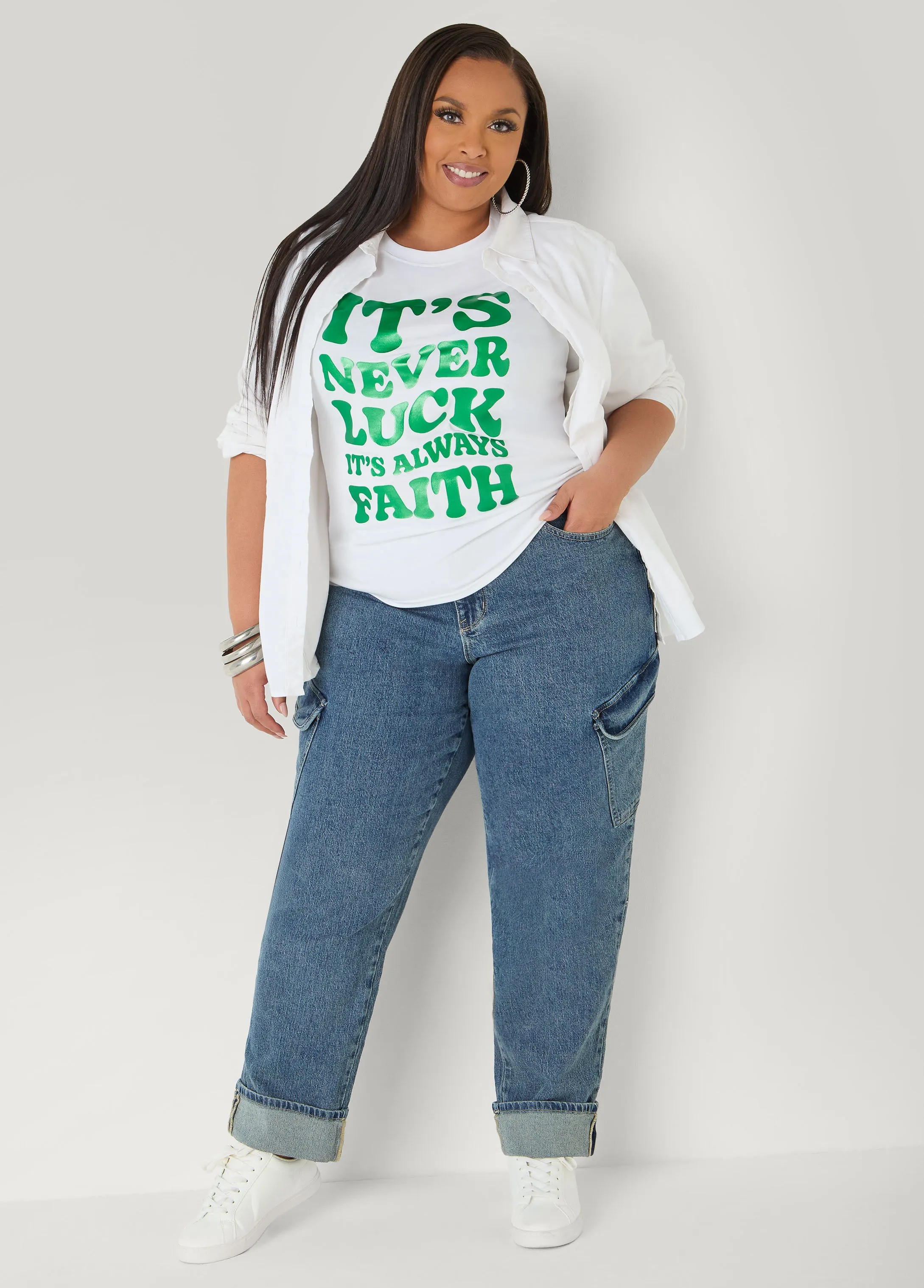 It's Never Luck Graphic Tee sold by Ashley Stewart product image thumbnail 3