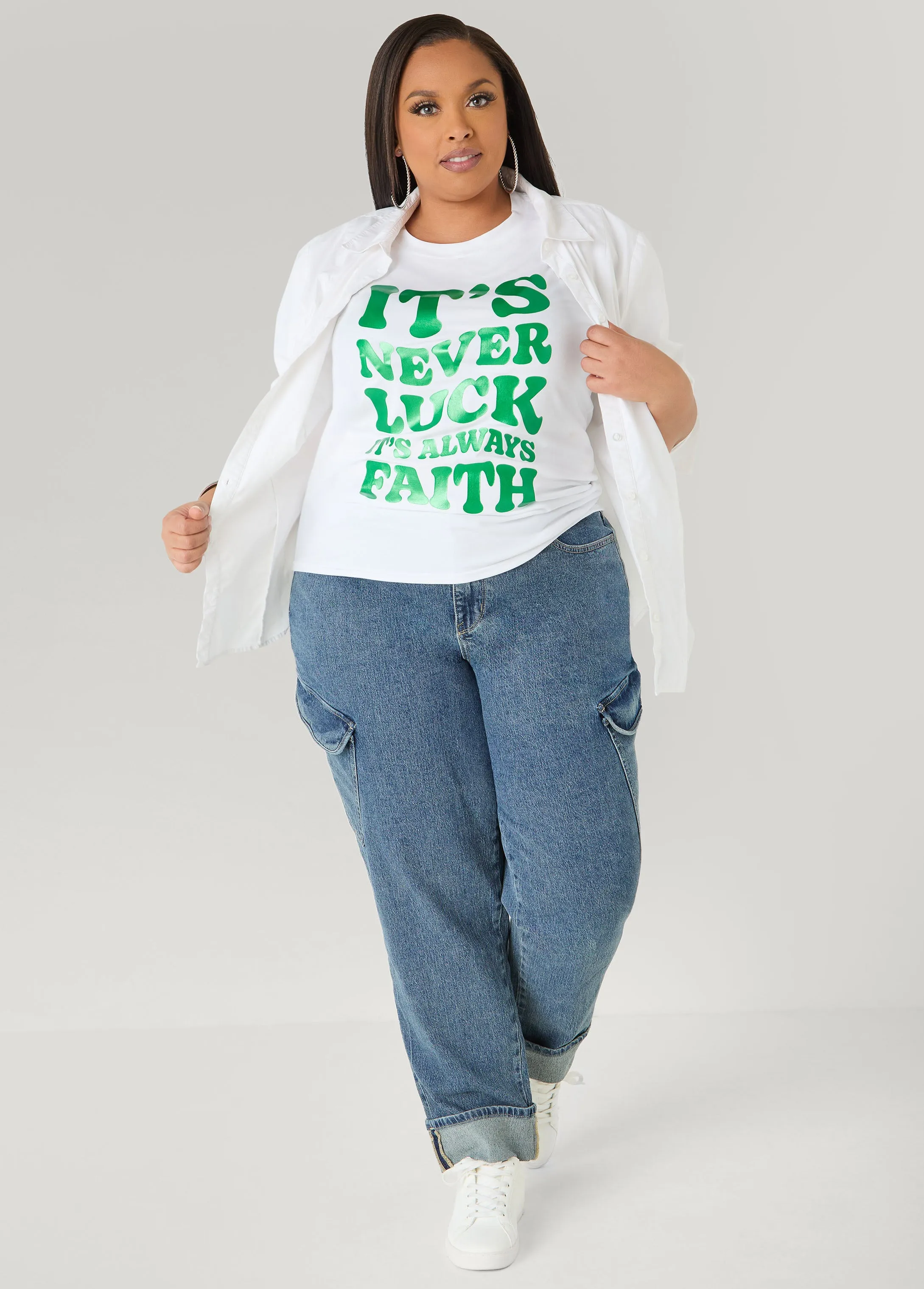 It's Never Luck Graphic Tee sold by Ashley Stewart product image thumbnail 5