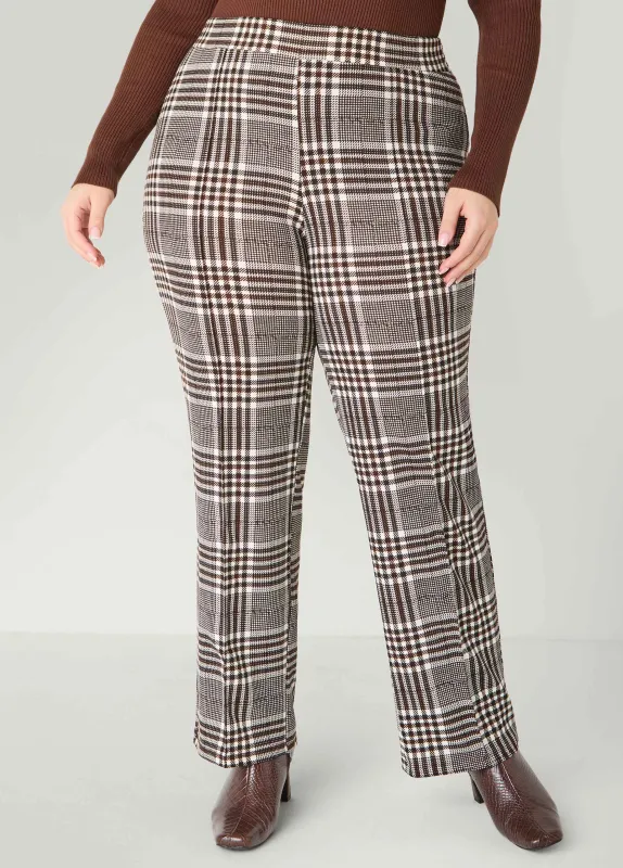 Textured Plaid Pull On Pants made by Ashley Stewart