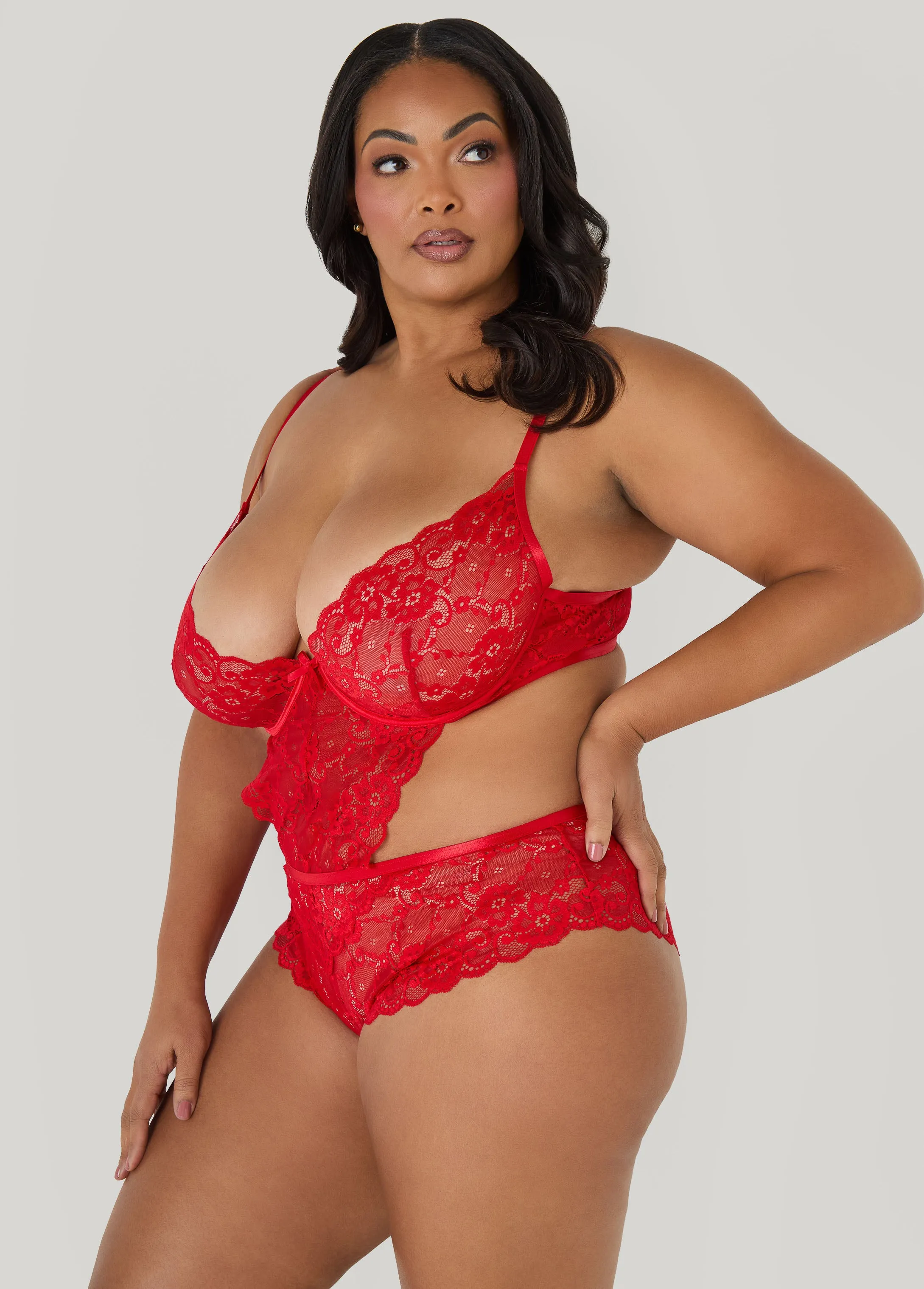 Crotchless Lace Bodysuit sold by Ashley Stewart product image thumbnail 4