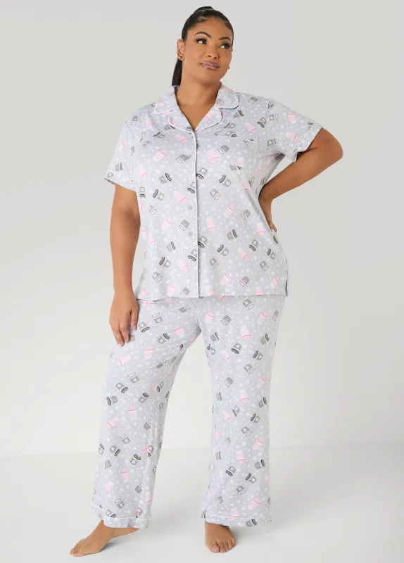 Moon To Noon Coffee PJs Set made by Ashley Stewart