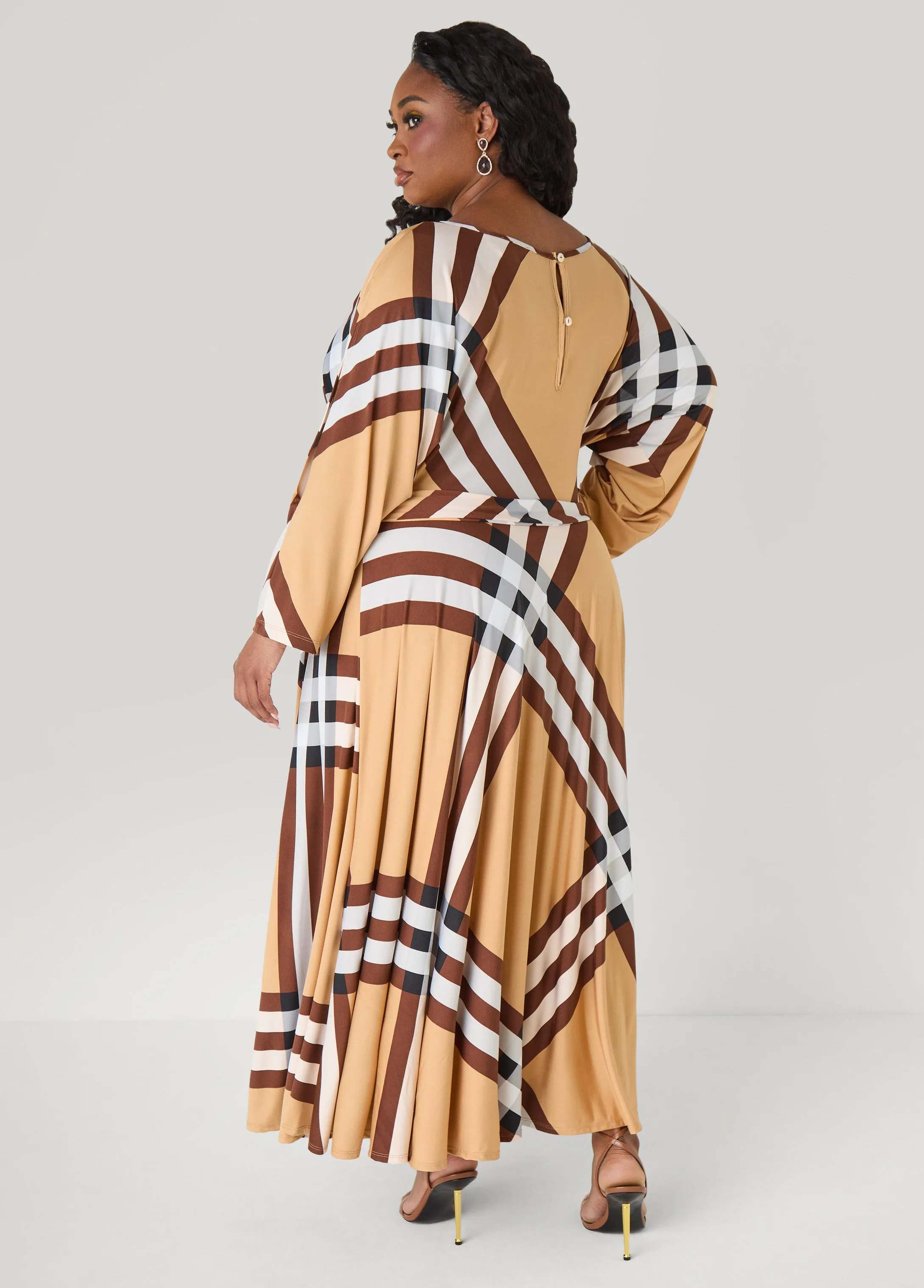 Tall Plaid A Line Maxi Dress sold by Ashley Stewart product image thumbnail 2