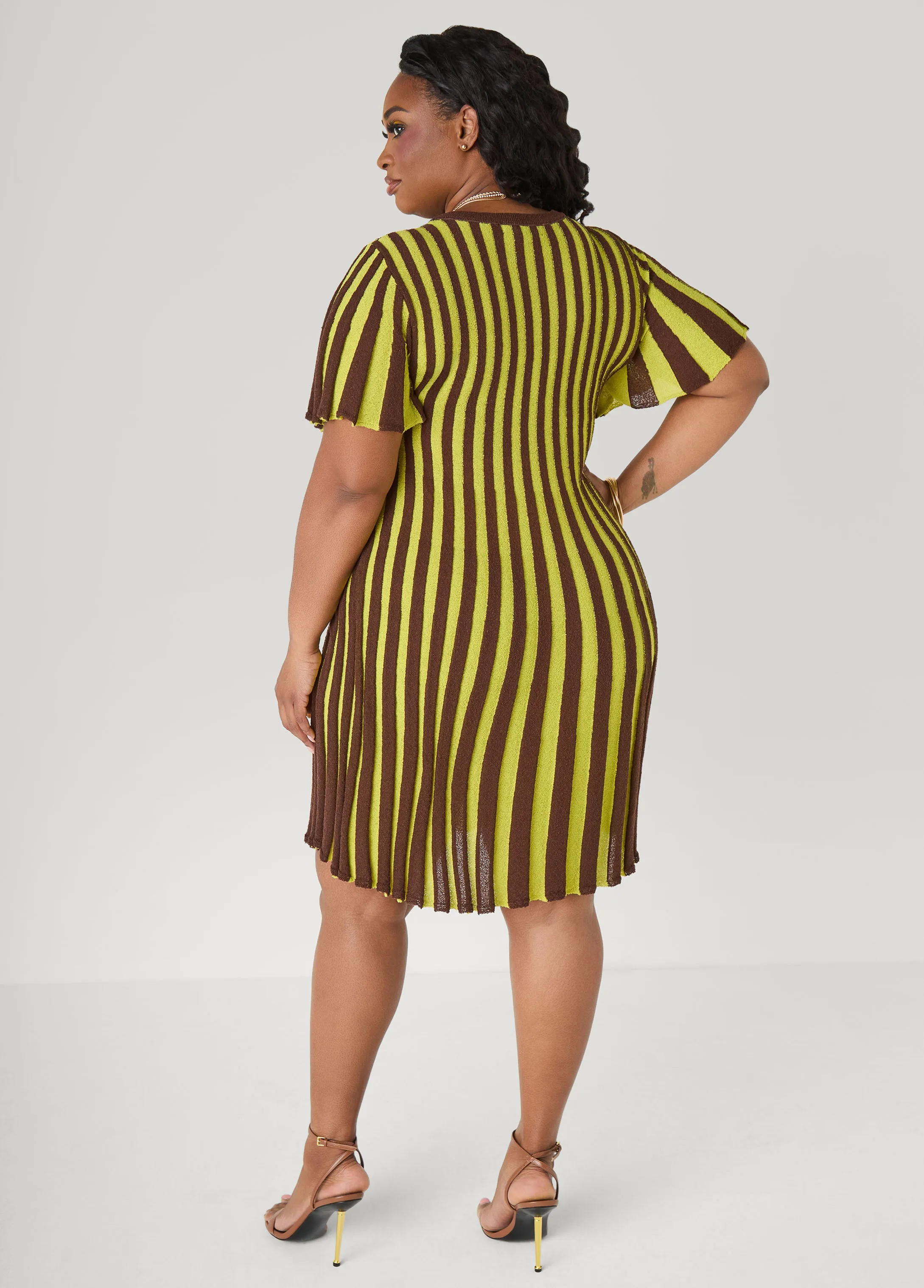 A Line Striped Sweater Dress sold by Ashley Stewart product image thumbnail 2