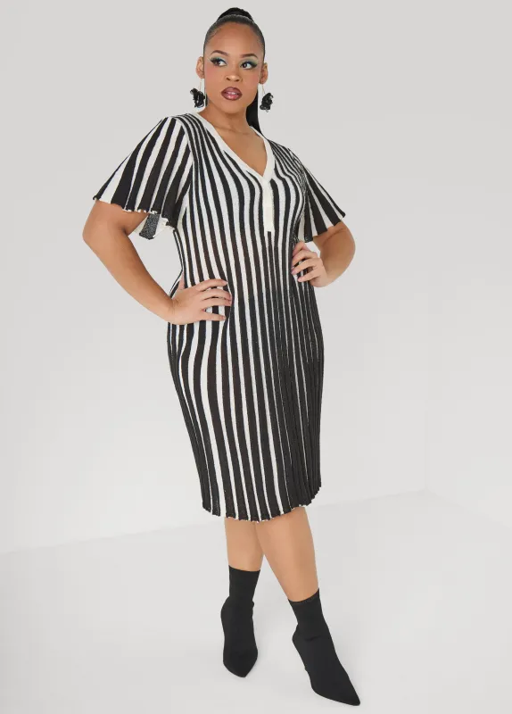 Striped A Line Sweater Dress made by Ashley Stewart