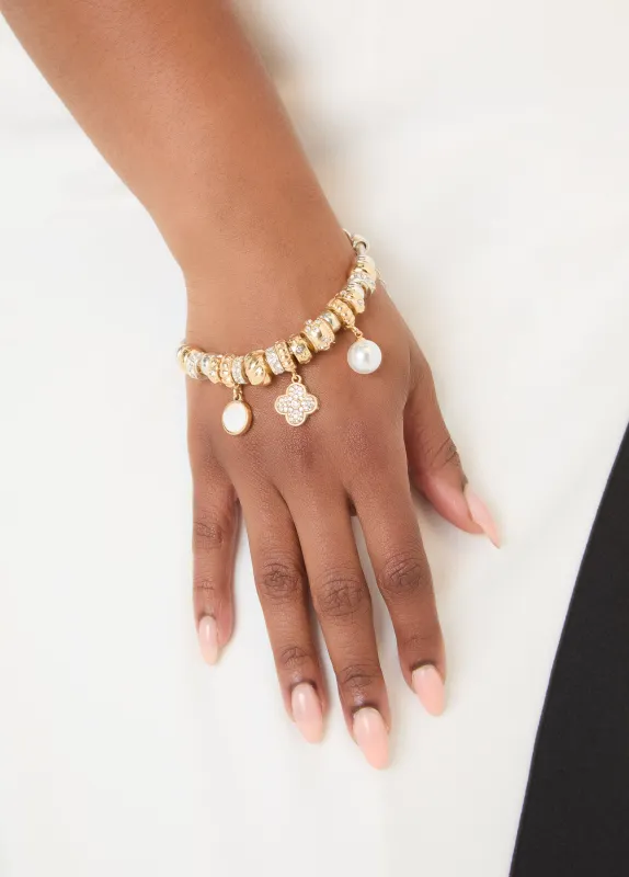 Clover And Crystal Charm Bracelet sold by Ashley Stewart
