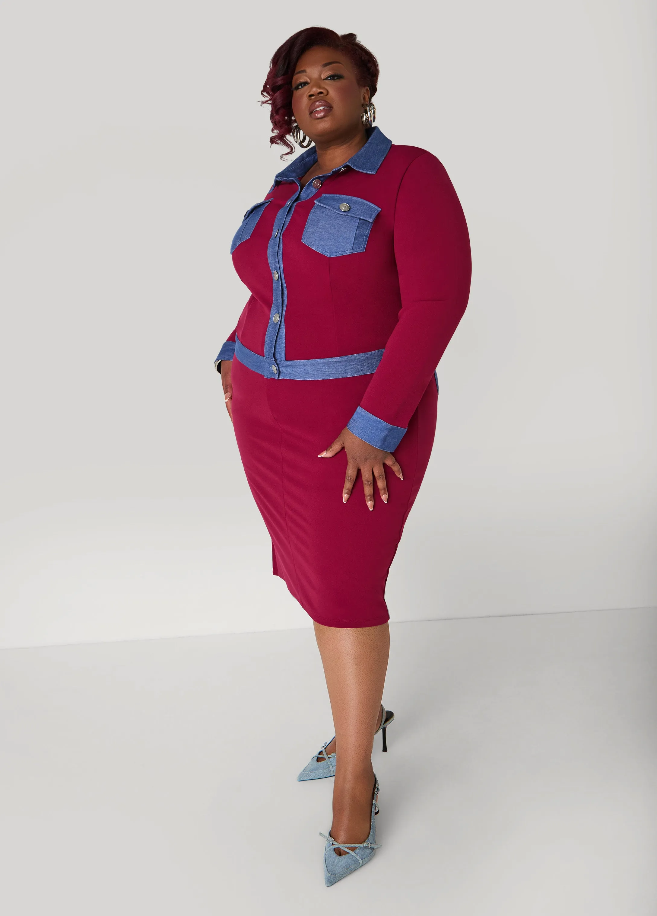 Denim Panel Jacket sold by Ashley Stewart product image thumbnail 4