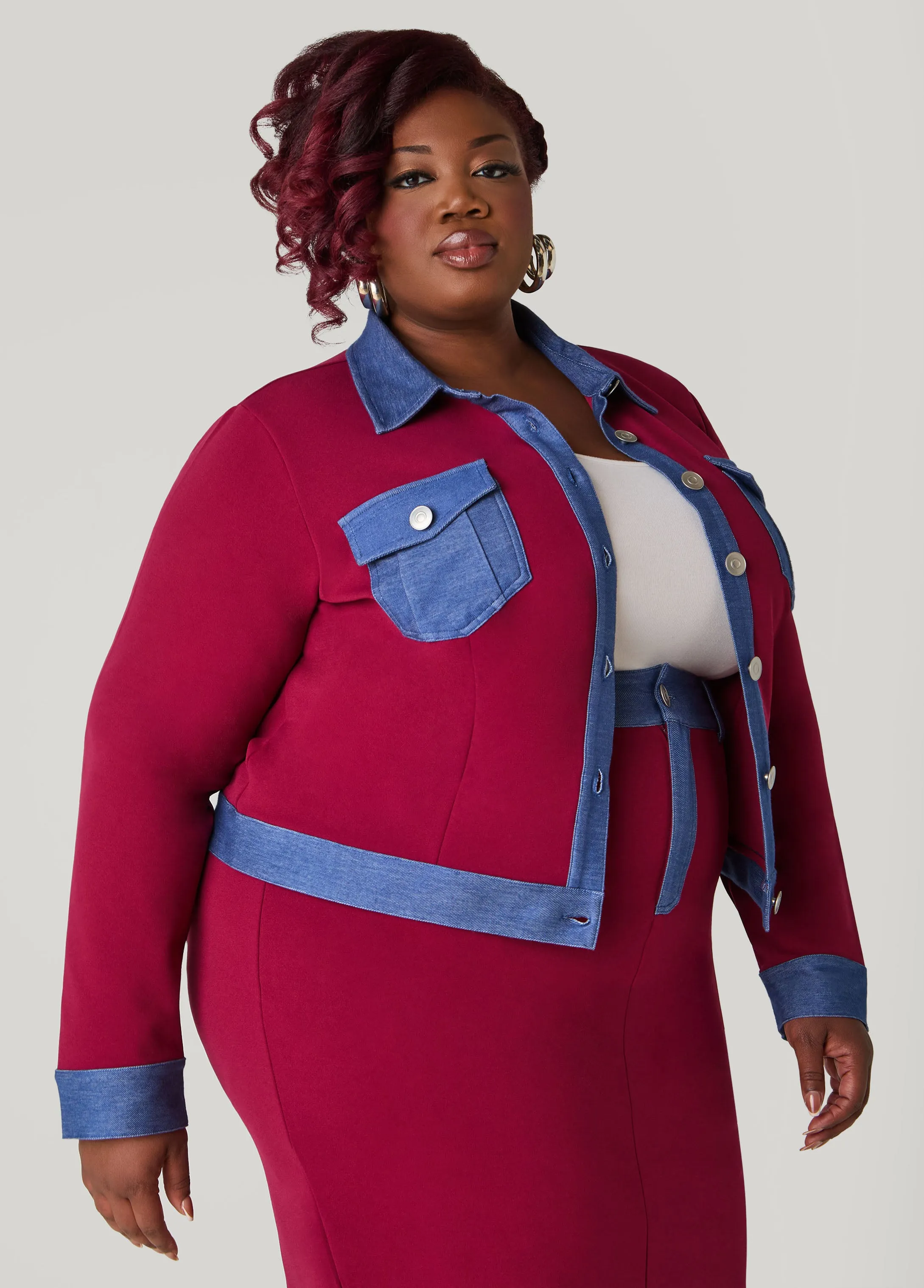 Denim Panel Jacket sold by Ashley Stewart product image thumbnail 3