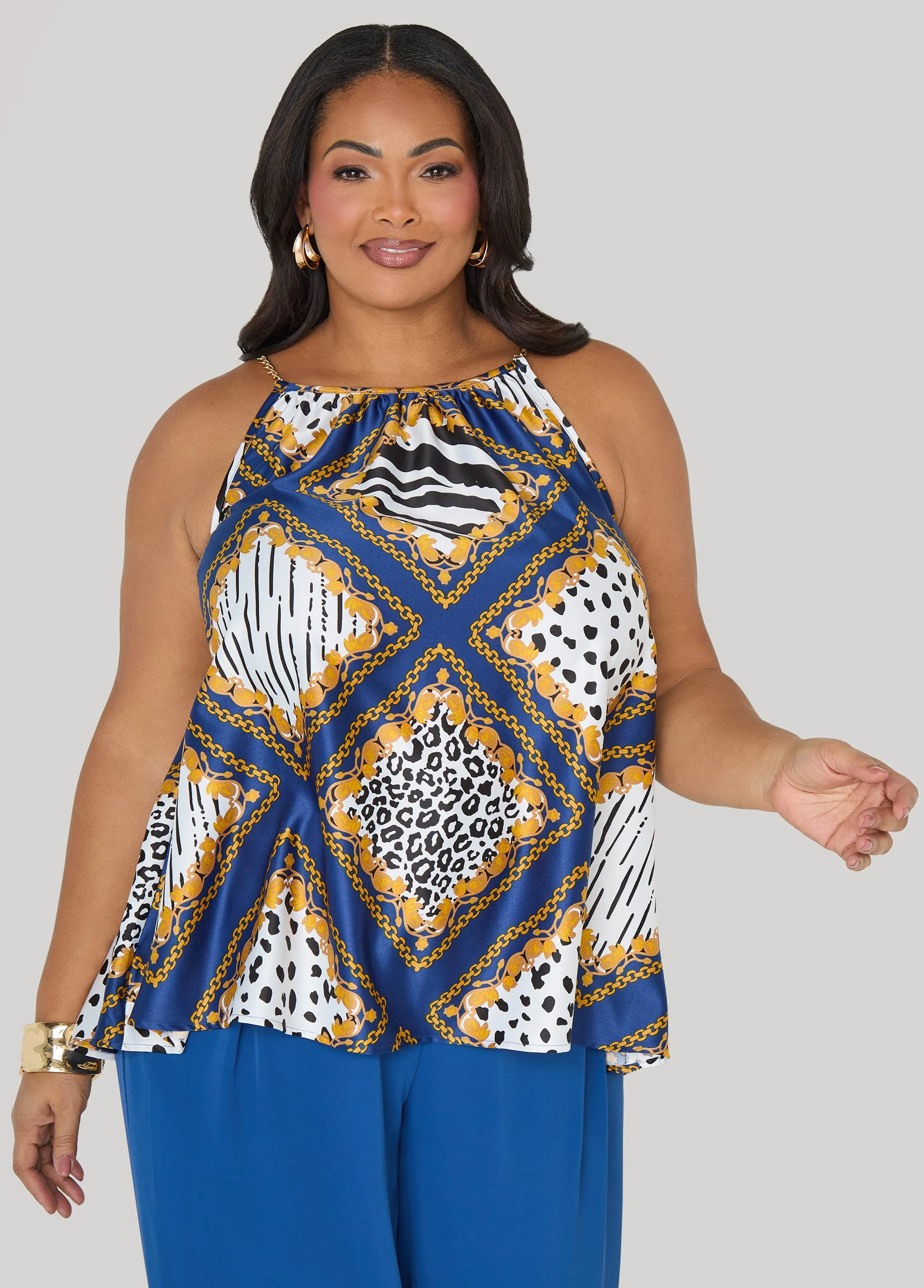 Chain Trimmed Animal Print Cami sold by Ashley Stewart