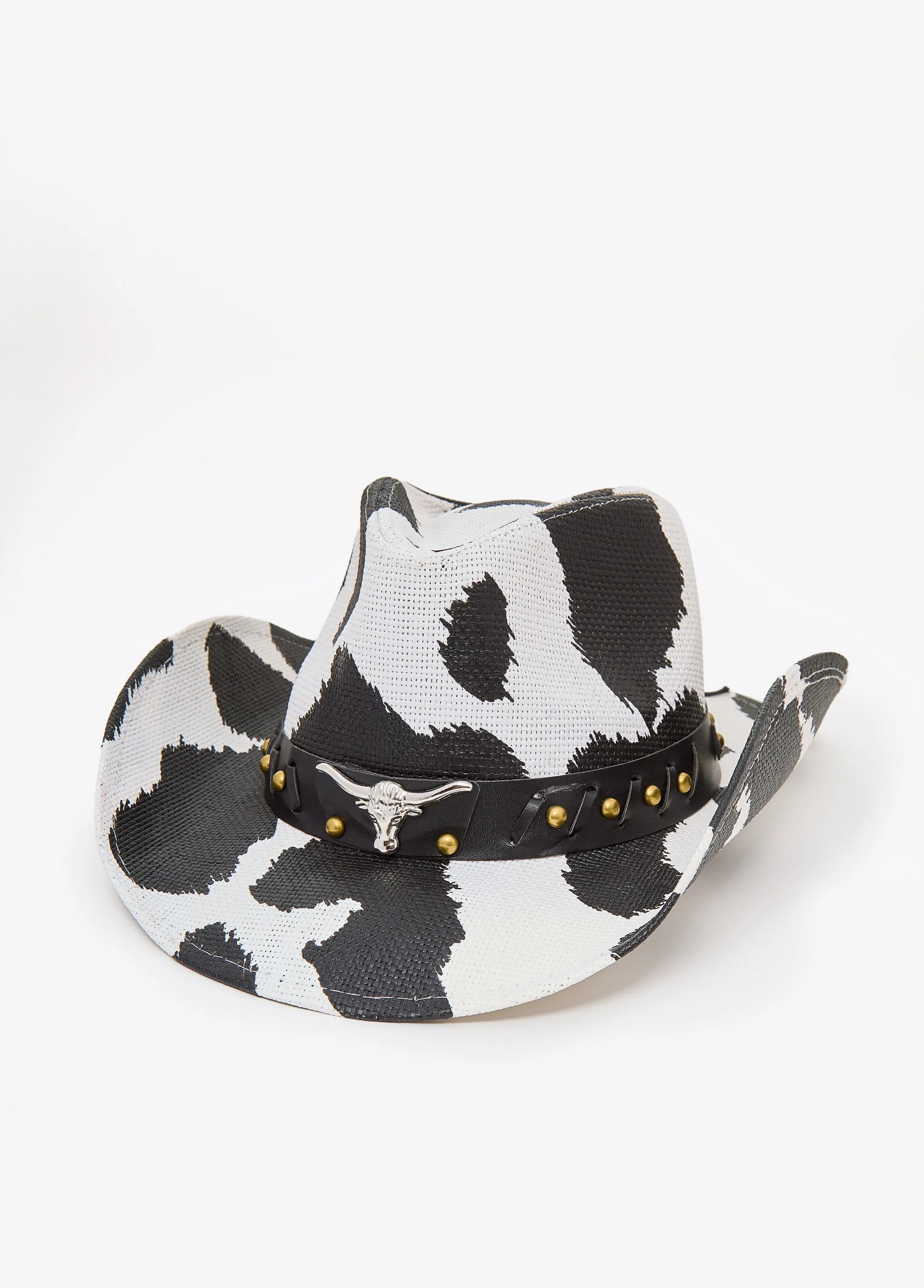 Cow Print Basketweave Cowboy Hat sold by Ashley Stewart product image thumbnail 2
