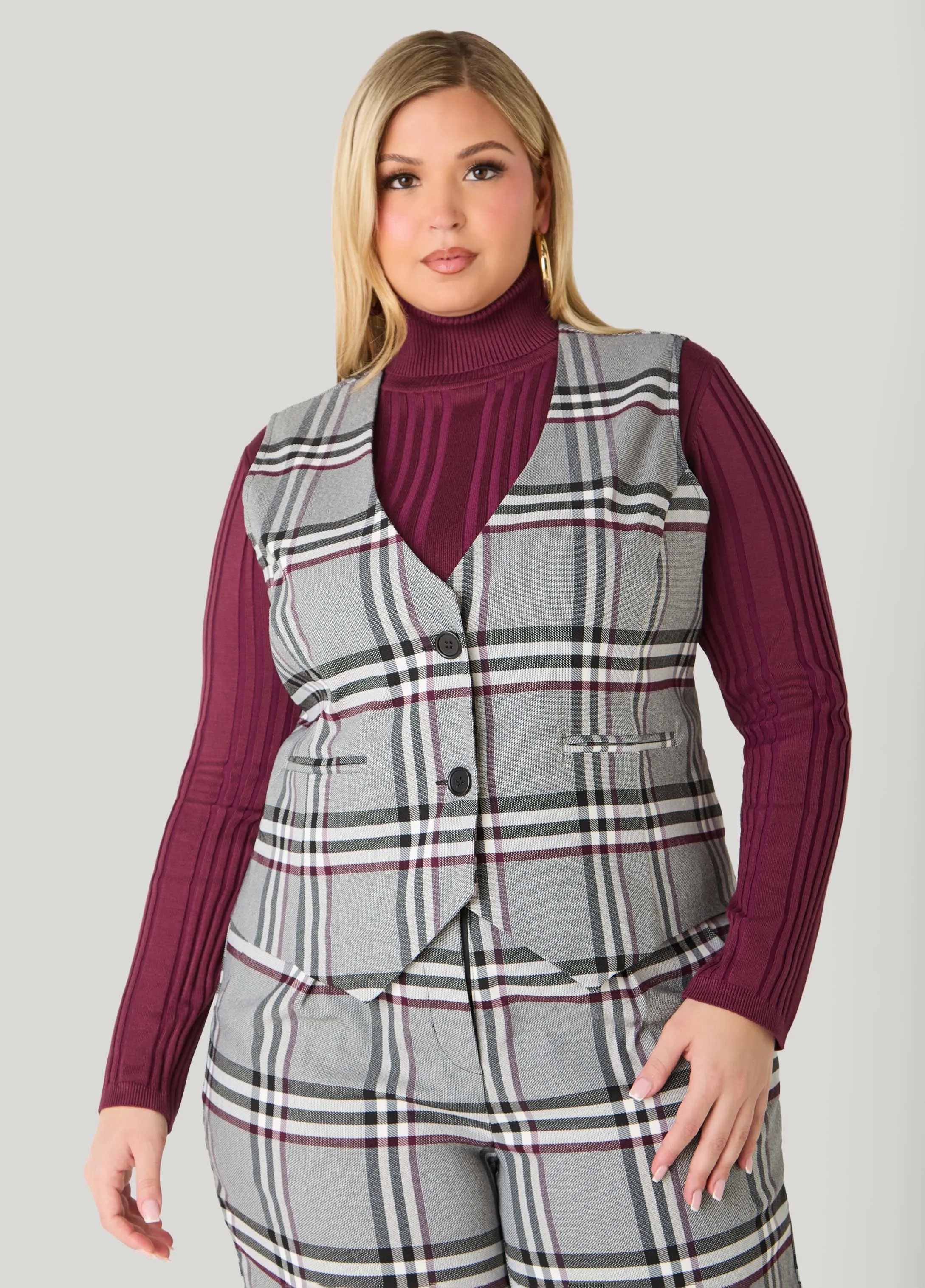 Millennium Plaid Vest sold by Ashley Stewart