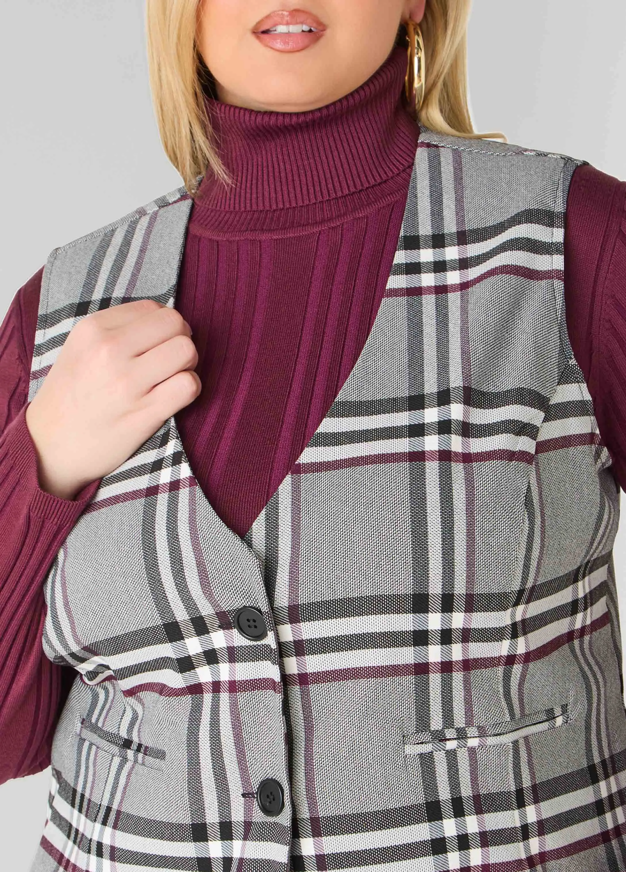 Millennium Plaid Vest sold by Ashley Stewart product image thumbnail 4