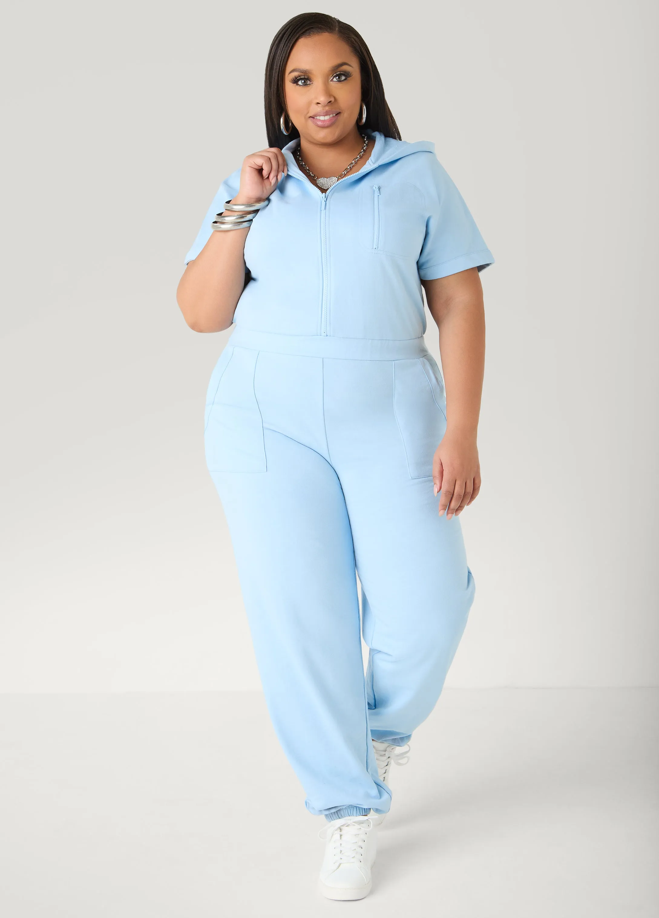 French Terry Joggers Jumpsuit sold by Ashley Stewart product image thumbnail 5