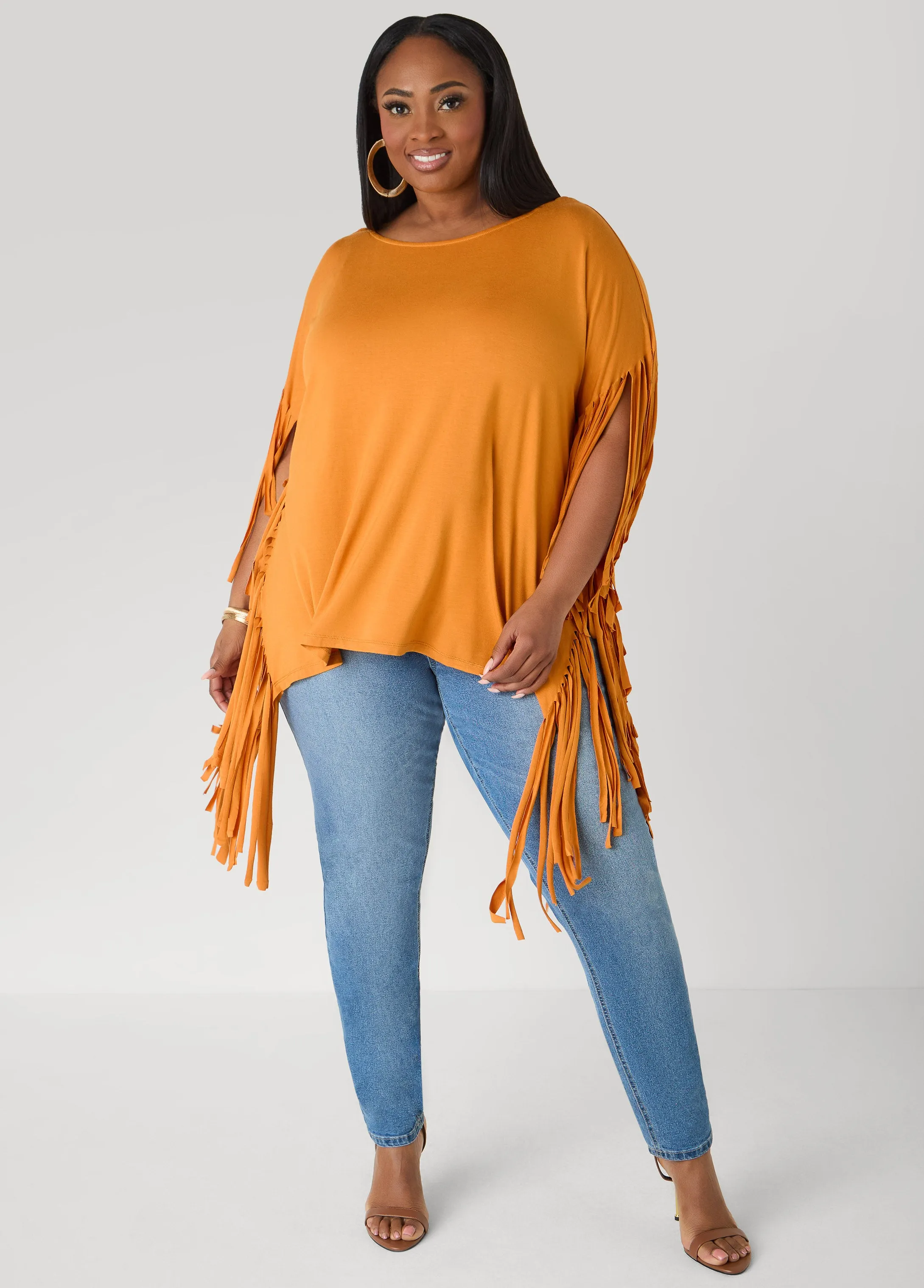 Fringed Oversized T Shirt sold by Ashley Stewart product image thumbnail 3