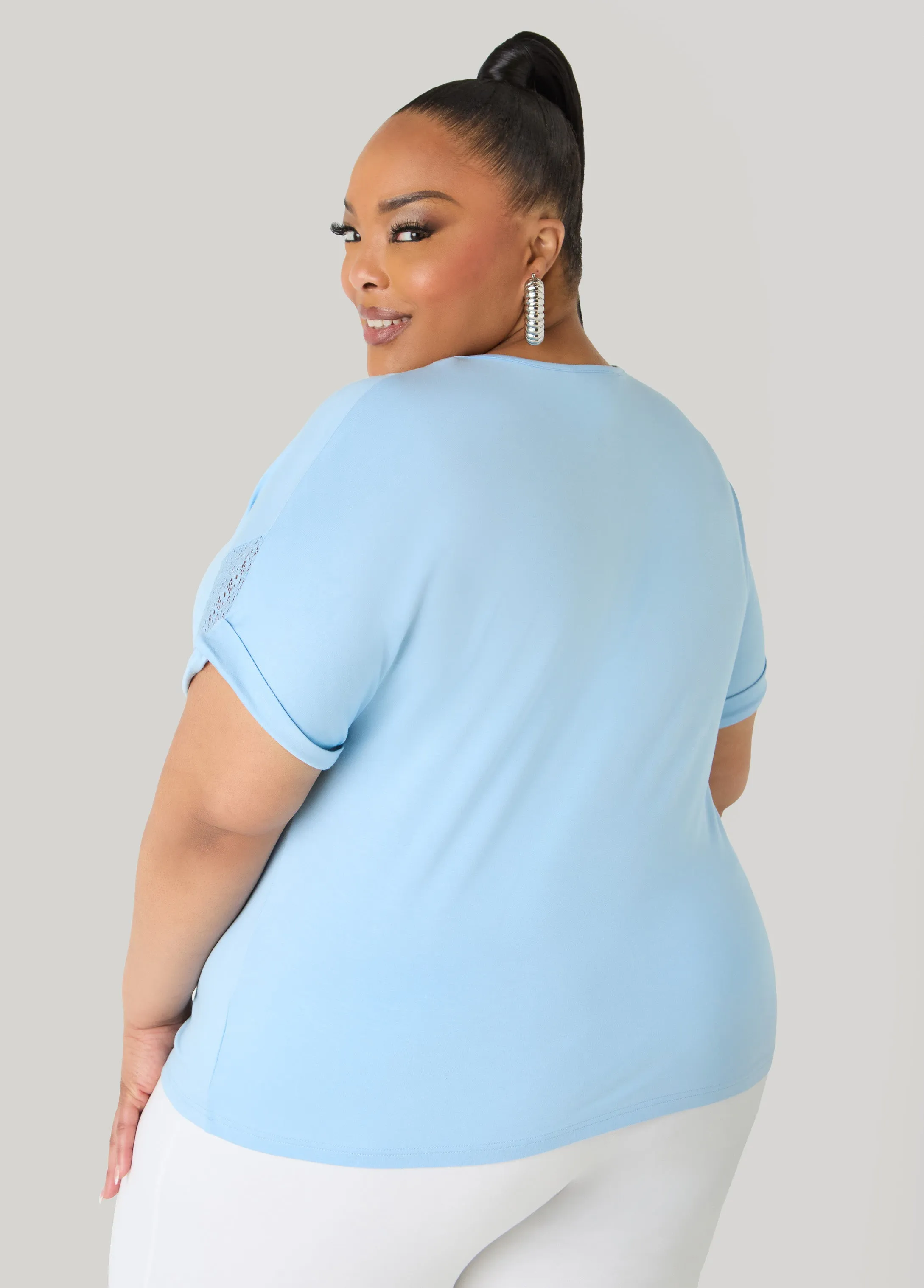 Crochet Paneled T Shirt sold by Ashley Stewart product image thumbnail 2