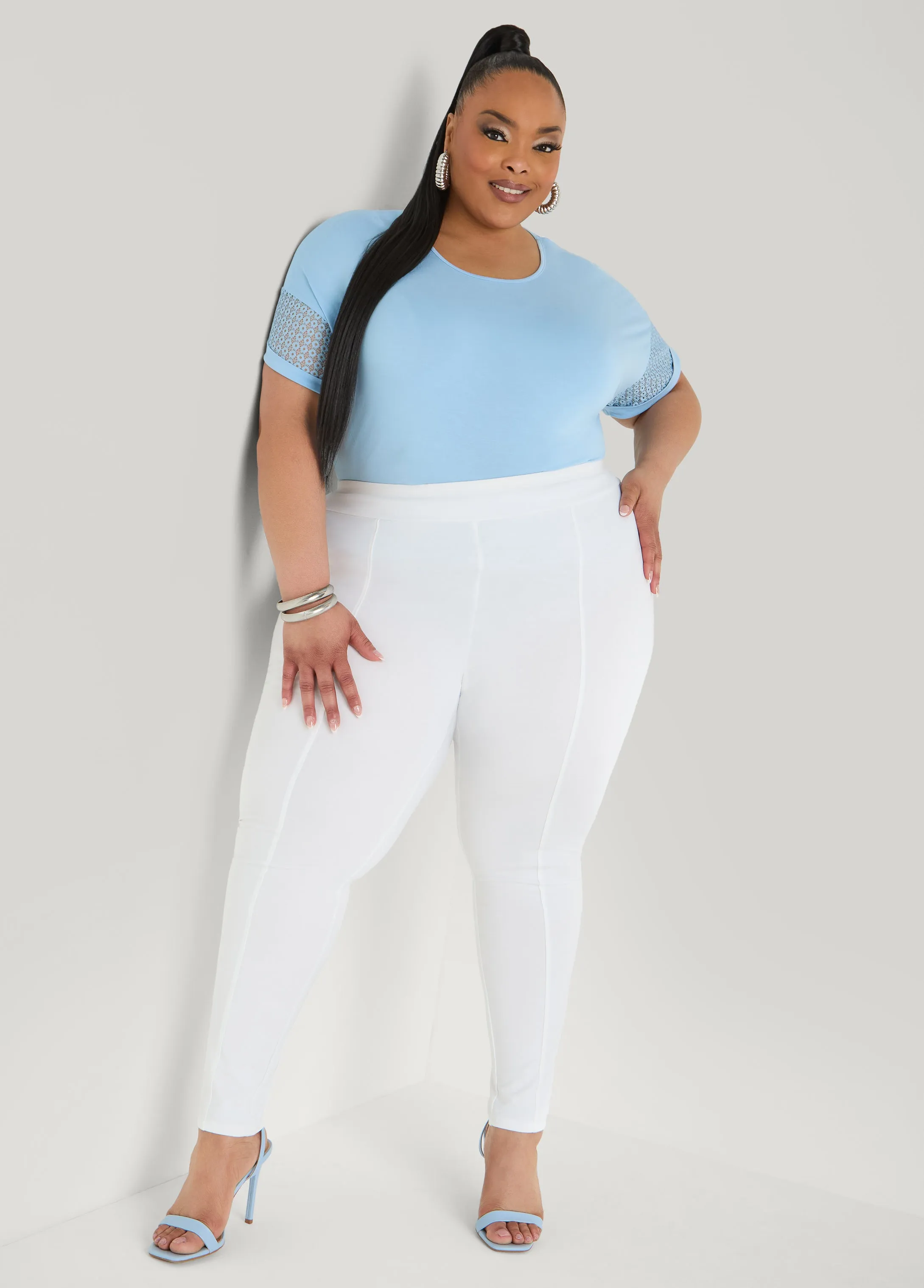 Crochet Paneled T Shirt sold by Ashley Stewart product image thumbnail 3