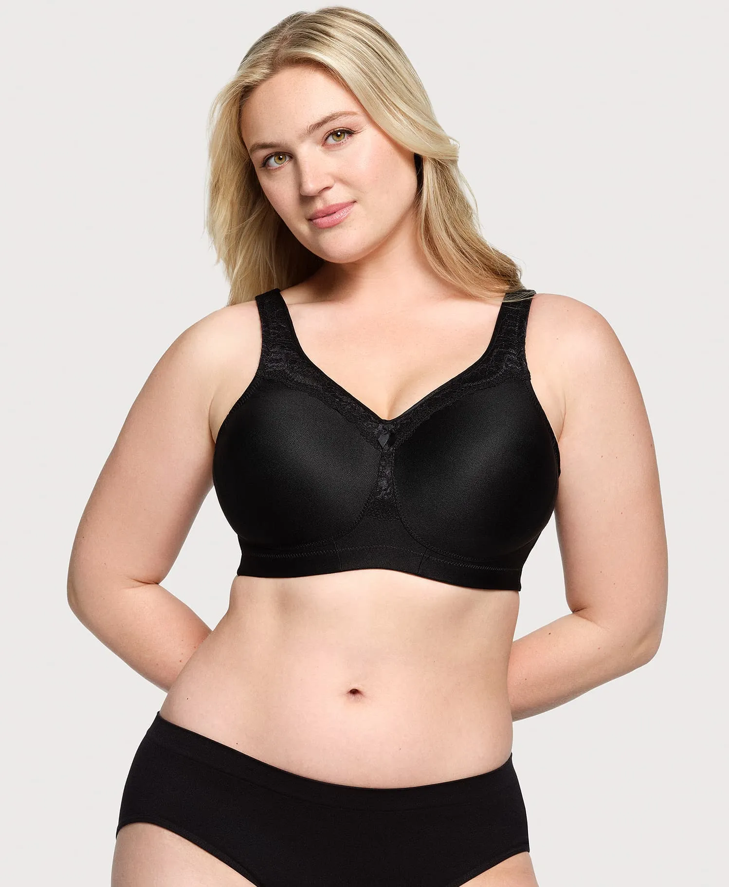 MagicLift Seamless Firm Support Bra Black sold by Ashley Stewart