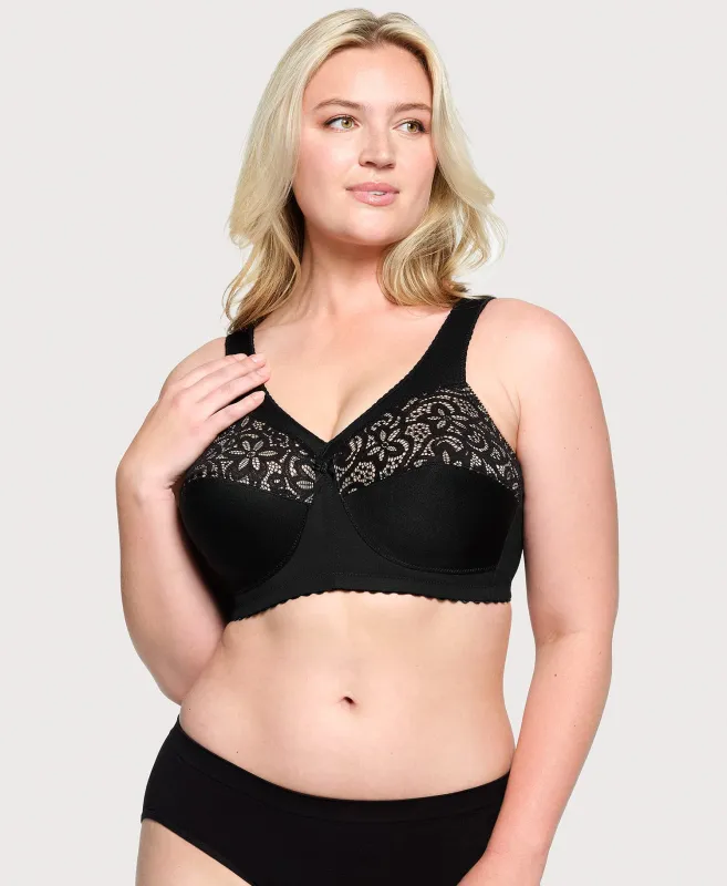 MagicLift Cotton Support Bra Black sold by Ashley Stewart