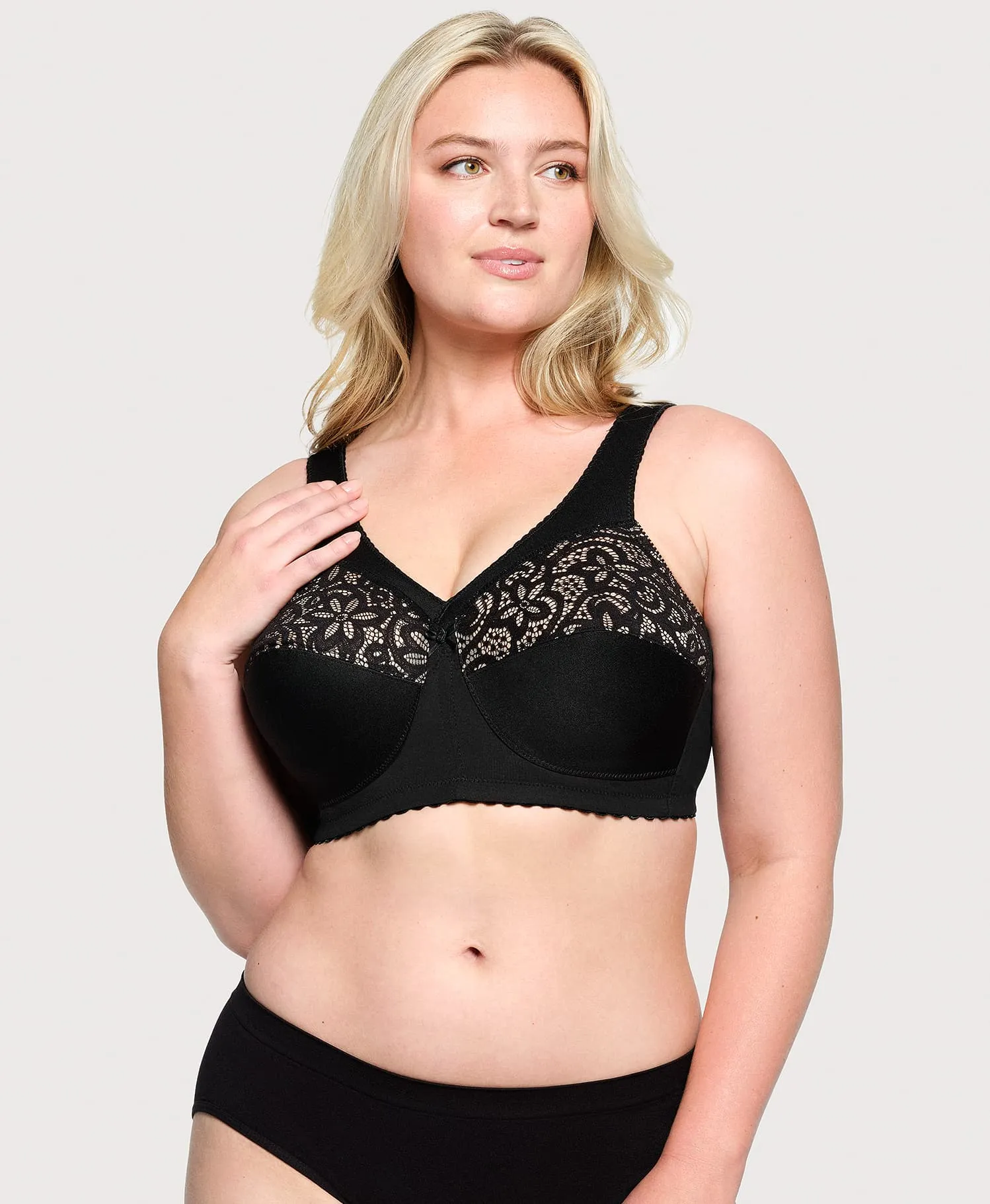 MagicLift Cotton Support Bra Black sold by Ashley Stewart
