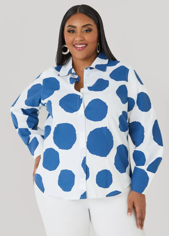 Tall Dotted Button Front Shirt made by Ashley Stewart