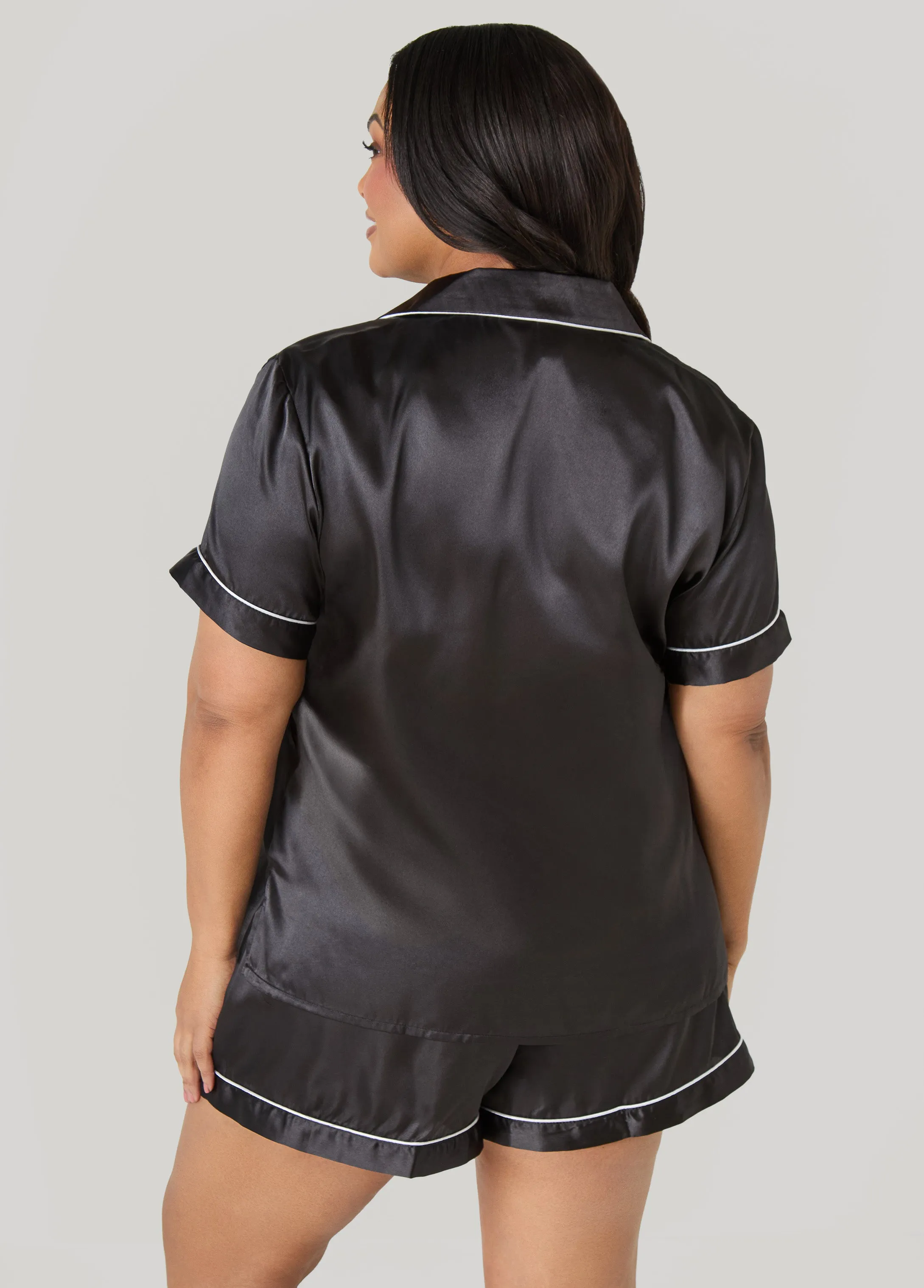 Satin Pajama Shorts Set sold by Ashley Stewart product image thumbnail 2
