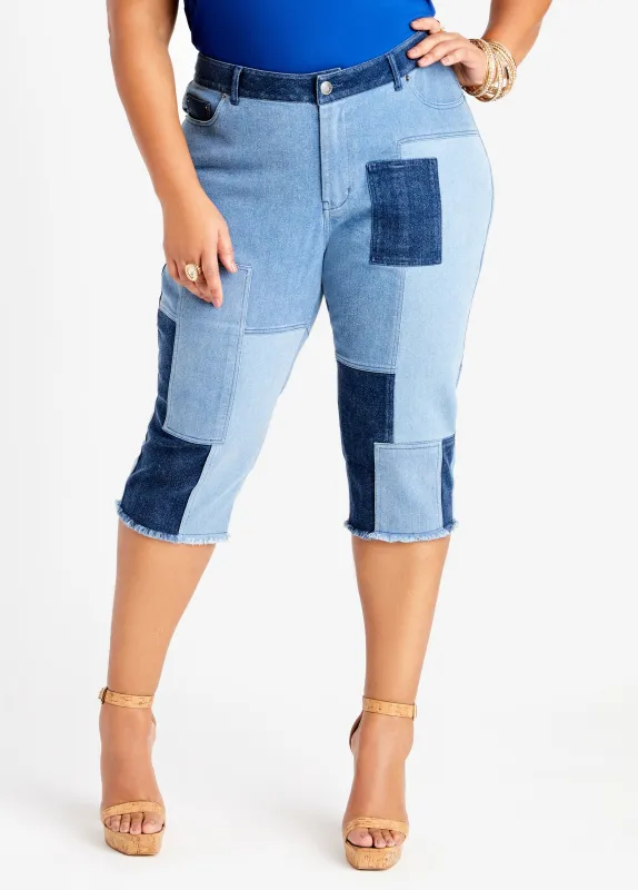 Patchwork Denim Capris sold by Ashley Stewart