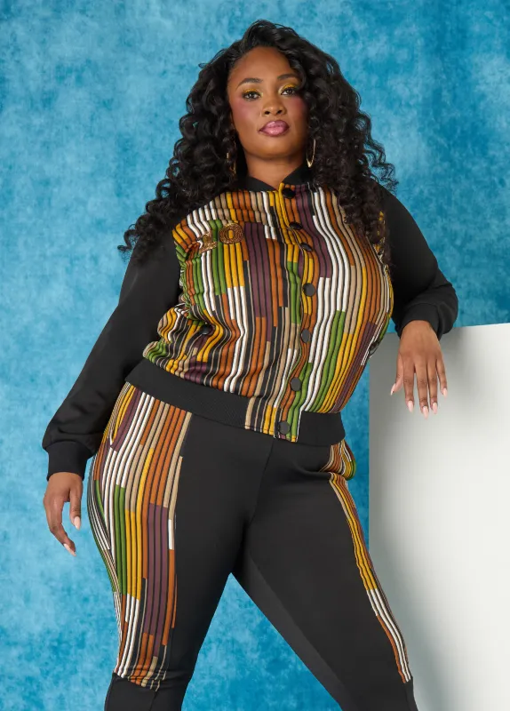 10 Appliqued Striped Track Jacket sold by Ashley Stewart