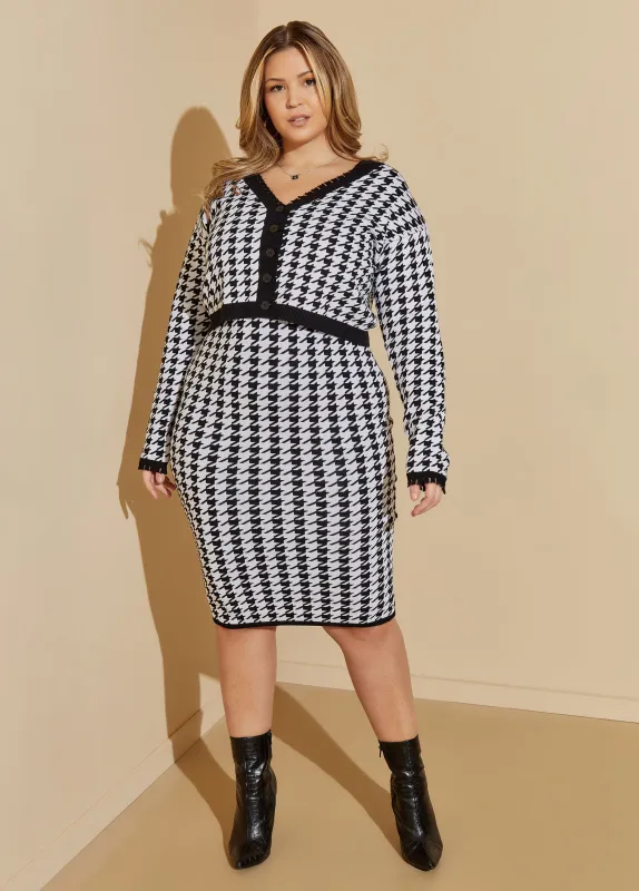 Cropped Houndstooth Cardigan made by Ashley Stewart