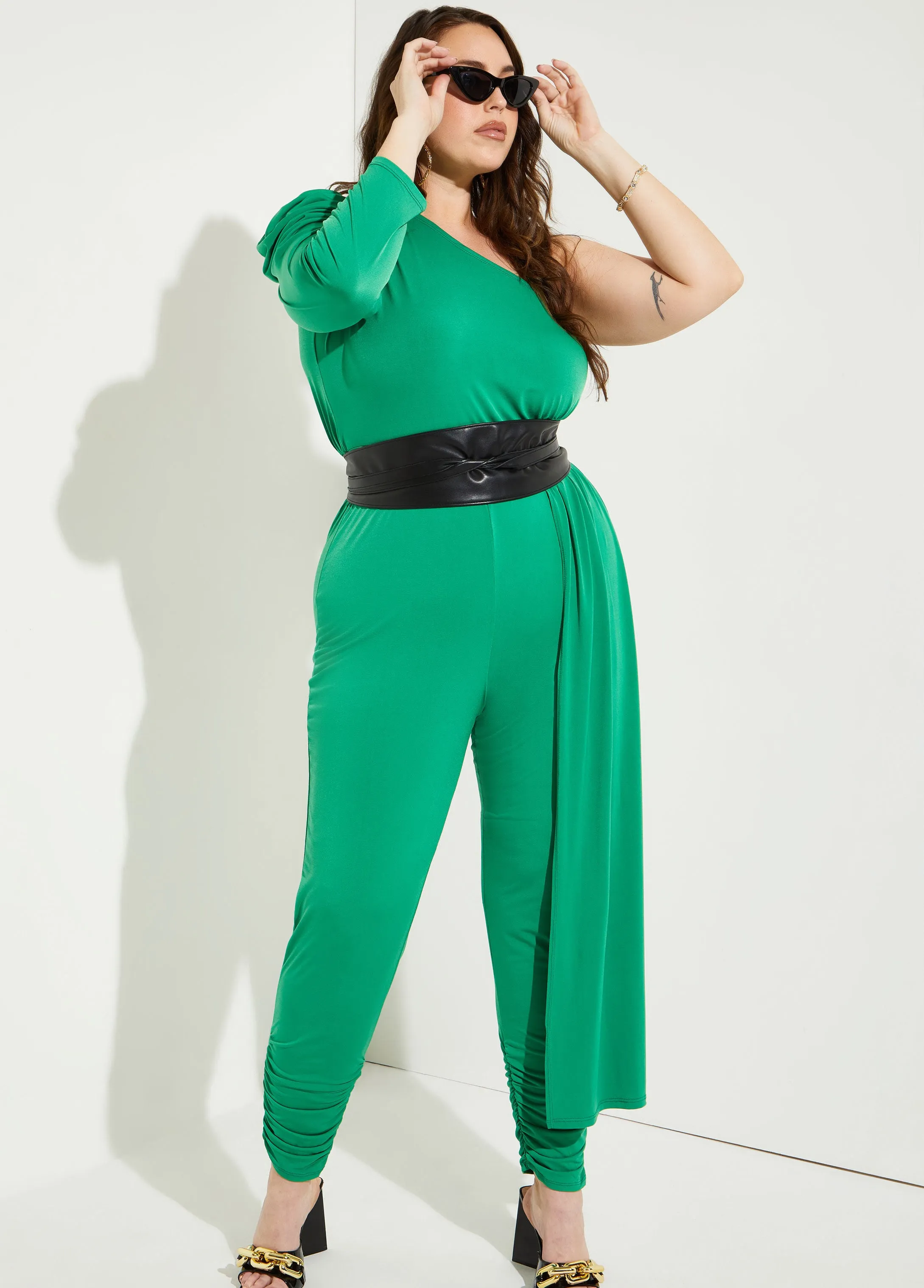 One Shoulder Train Jumpsuit sold by Ashley Stewart product image thumbnail 5