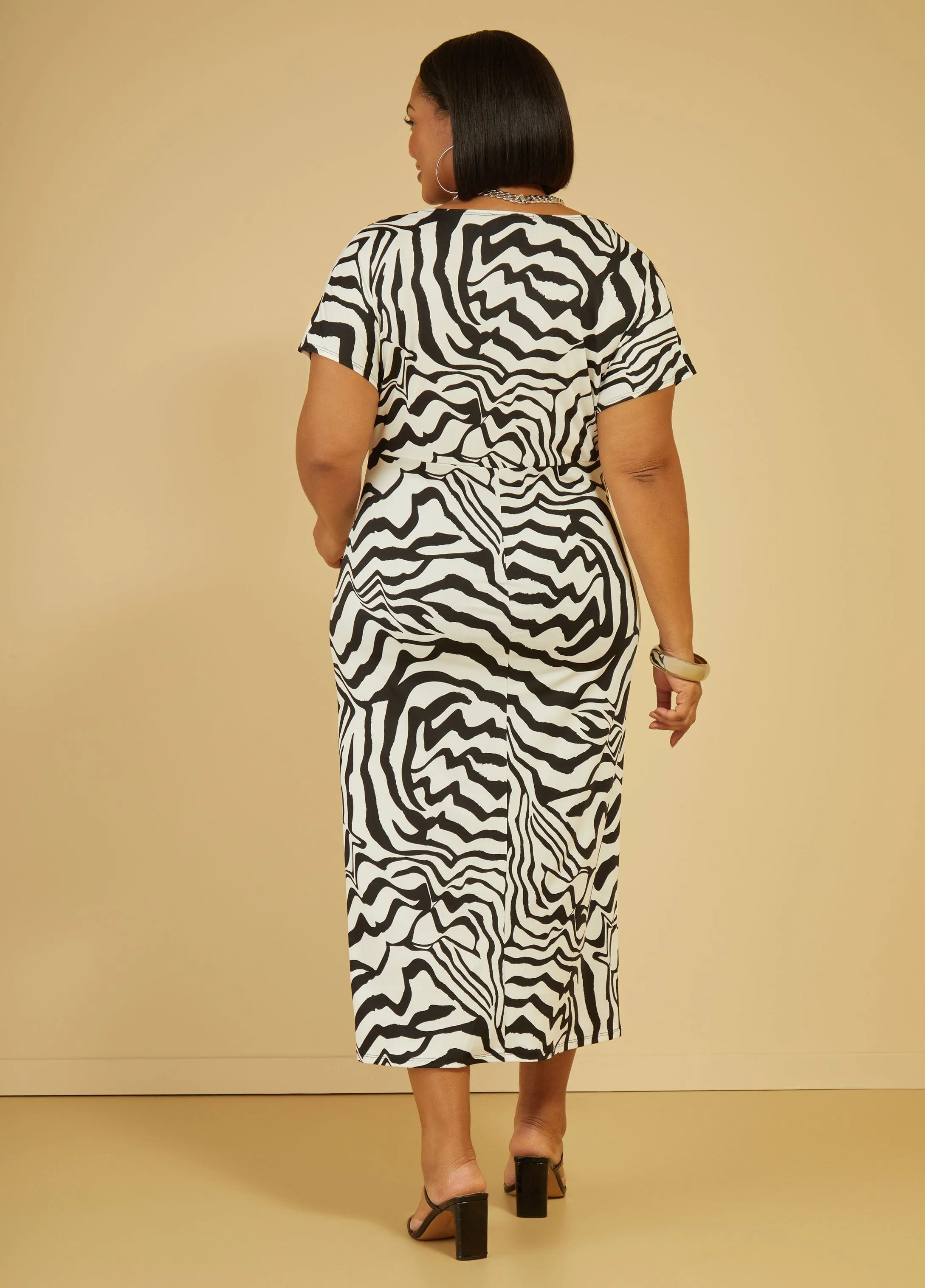 Abstract Ruched Bodycon Dress sold by Ashley Stewart product image thumbnail 2