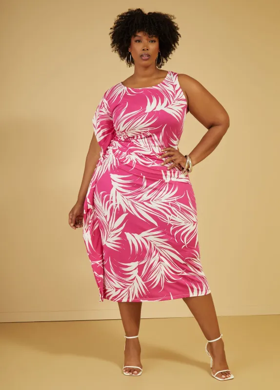 Tropical One Shoulder Midaxi Dress made by Ashley Stewart