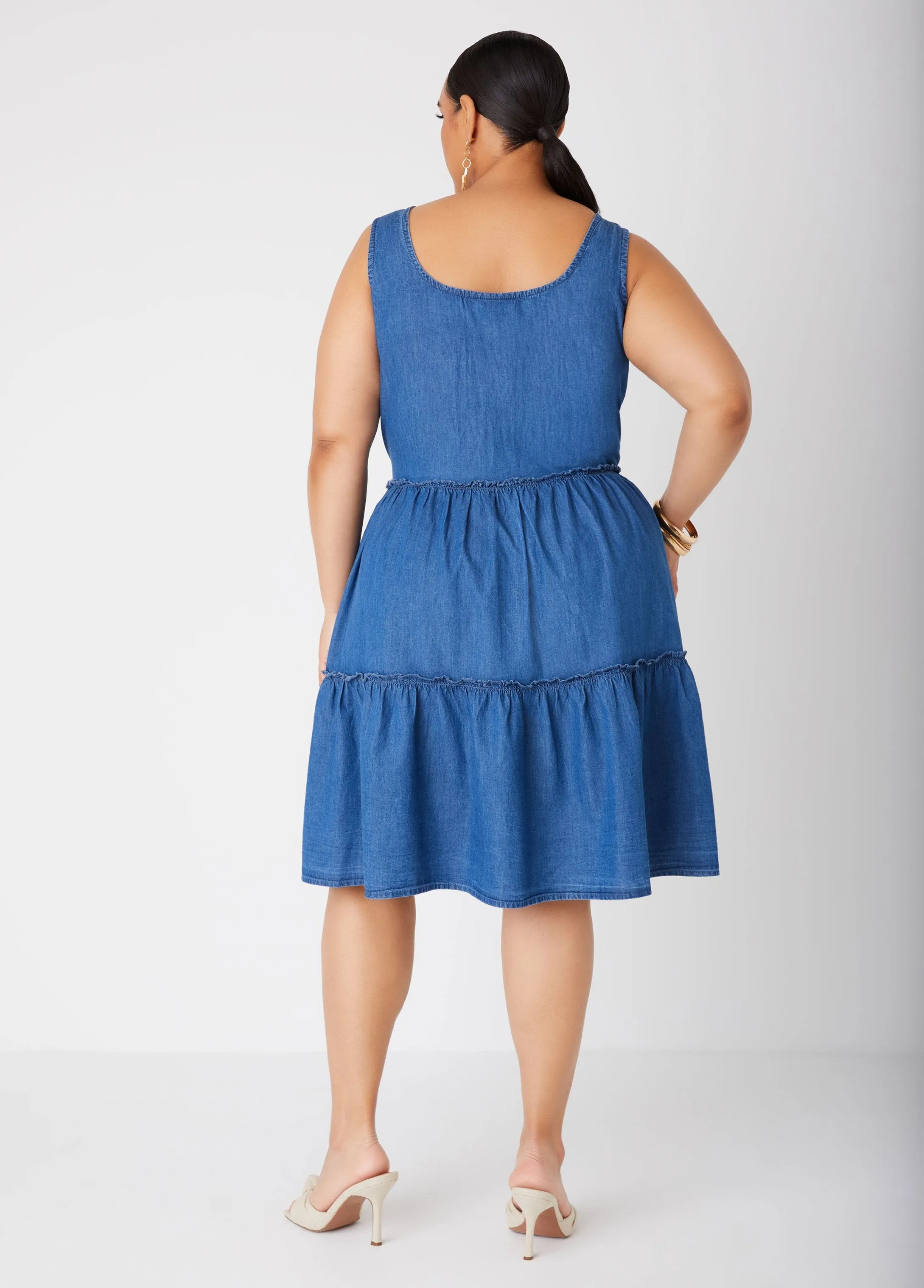 Lace Up Chambray Dress sold by Ashley Stewart product image thumbnail 2
