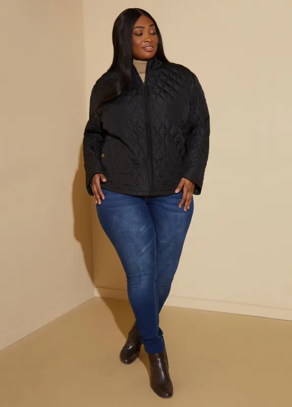 Knit Paneled Quilted Coat made by Ashley Stewart