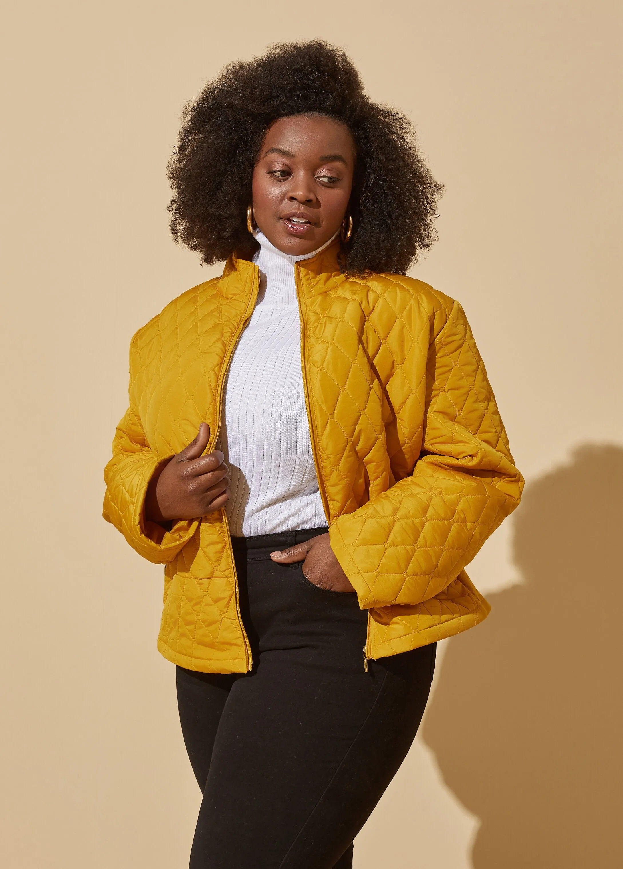 Knit Paneled Quilted Coat sold by Ashley Stewart product image thumbnail 5