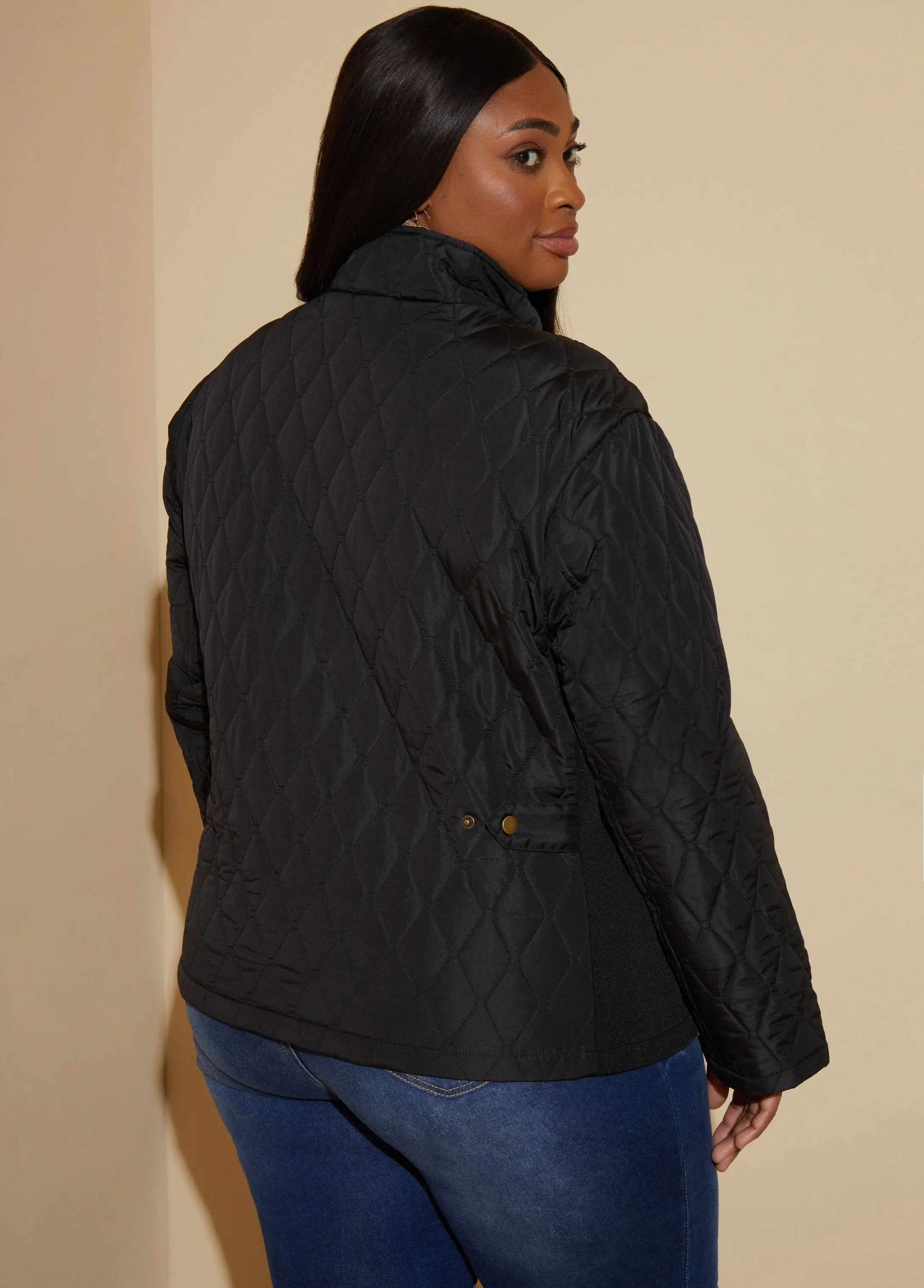 Knit Paneled Quilted Coat sold by Ashley Stewart product image thumbnail 2