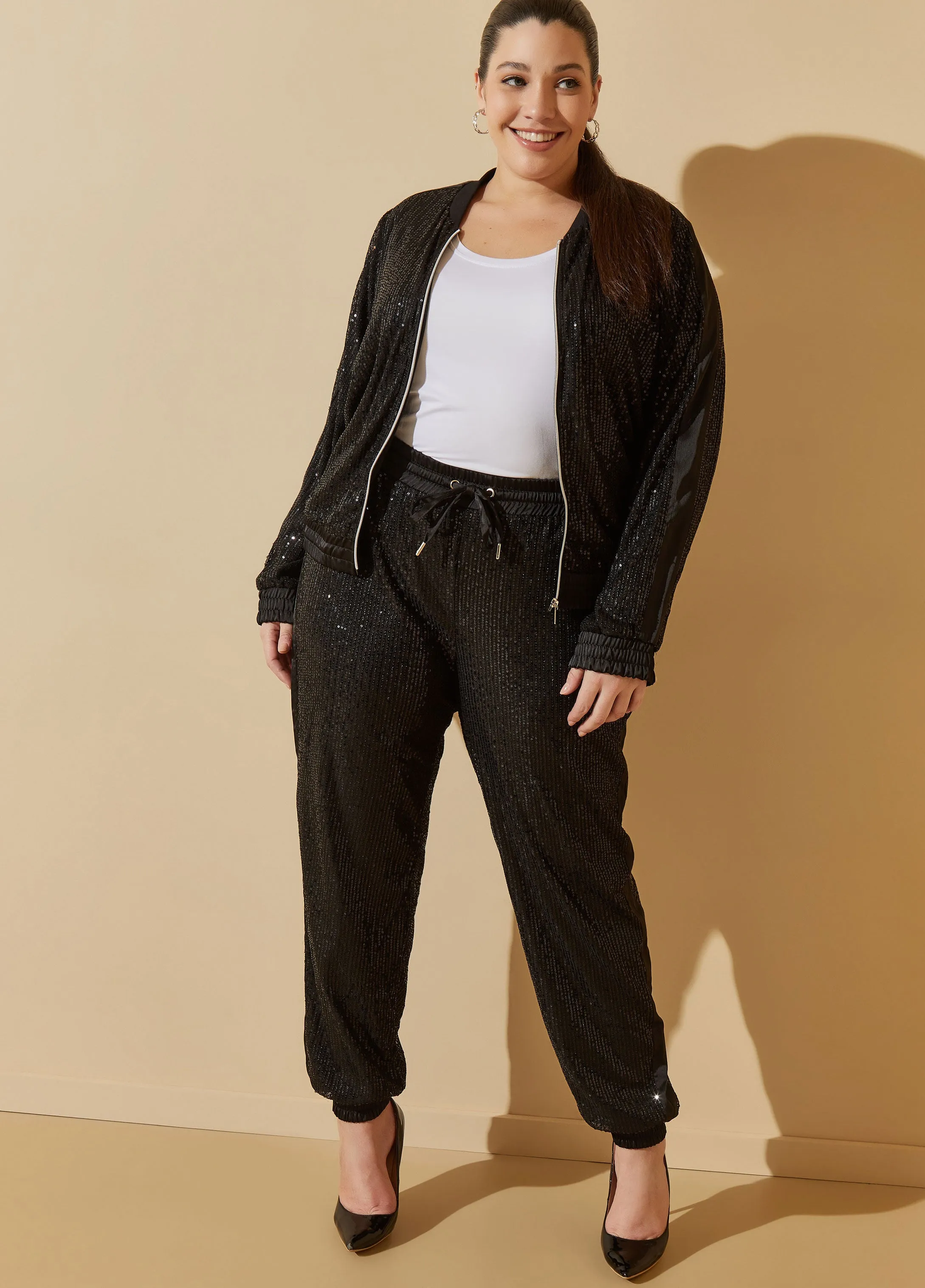Sequined Track Jacket sold by Ashley Stewart product image thumbnail 5
