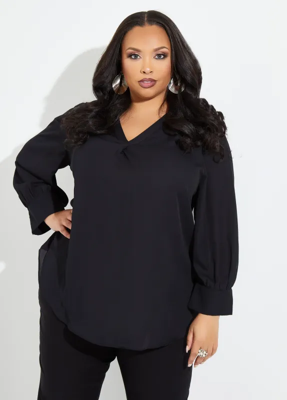 Tall V Neck Crepe Top sold by Ashley Stewart