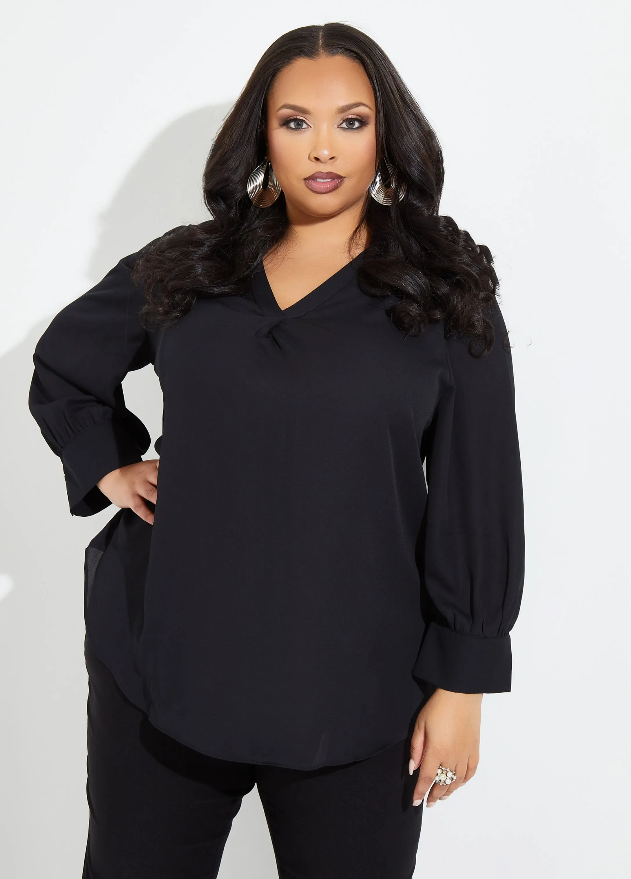 Tall V Neck Crepe Top sold by Ashley Stewart