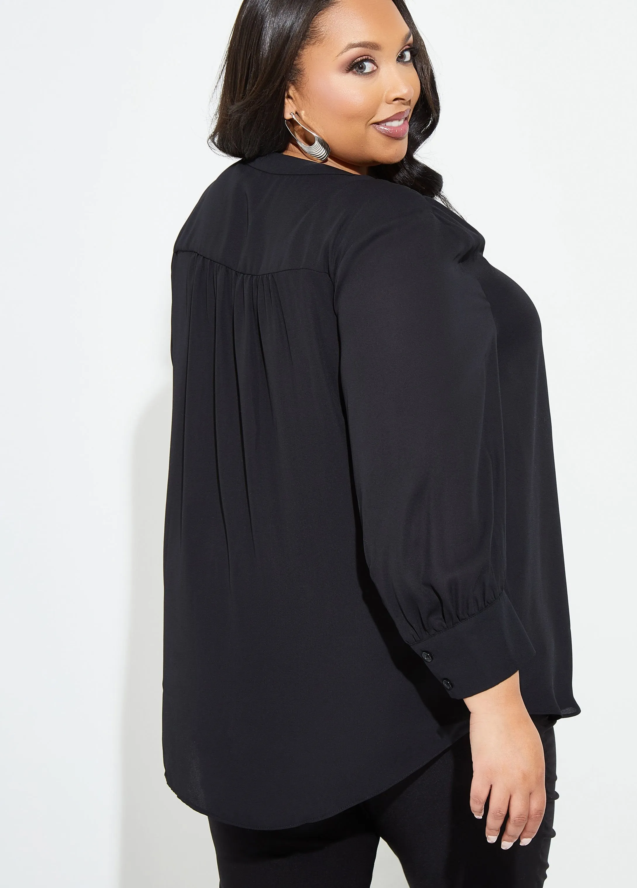 Tall V Neck Crepe Top sold by Ashley Stewart product image thumbnail 2