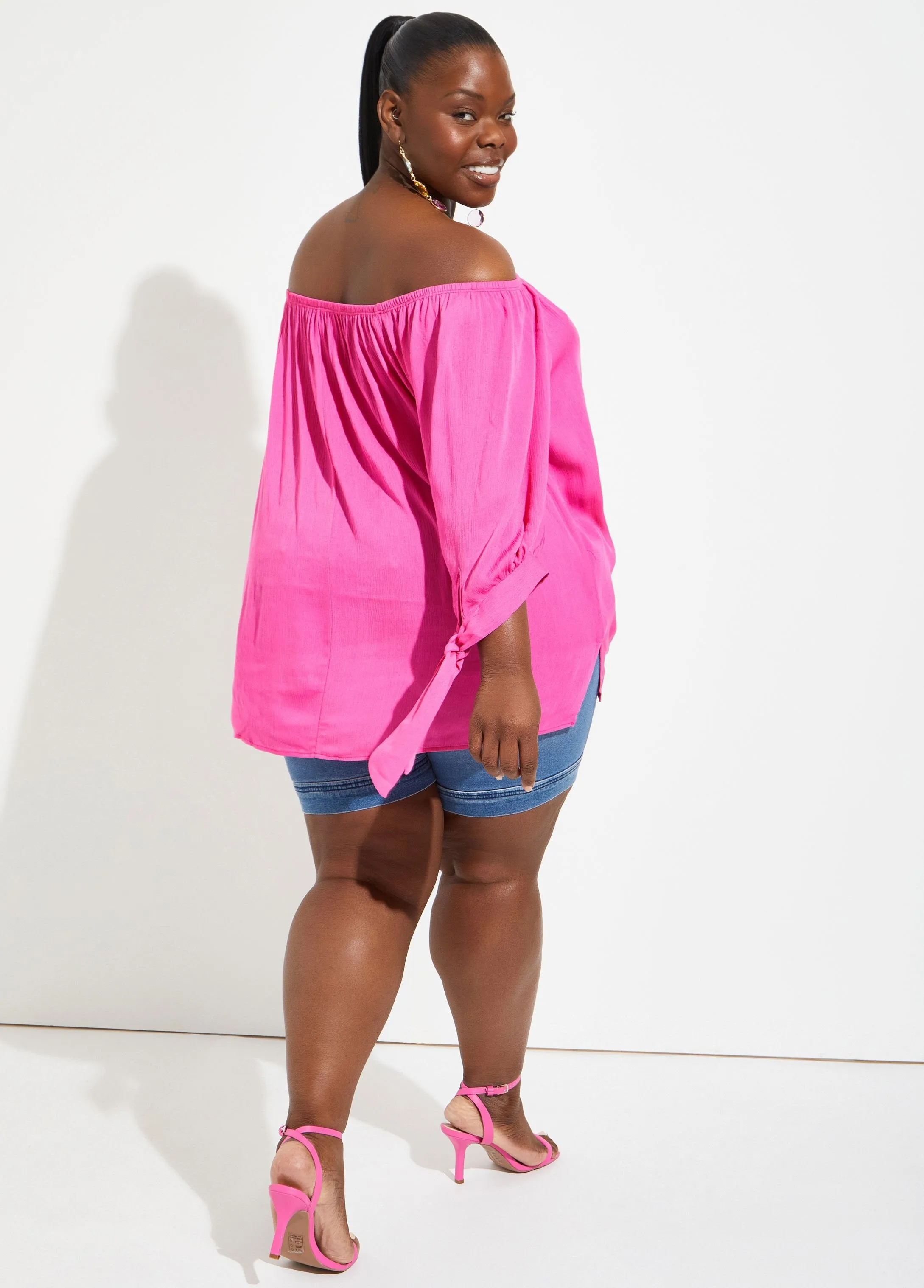 Off The Shoulder Knotted Top sold by Ashley Stewart product image thumbnail 5
