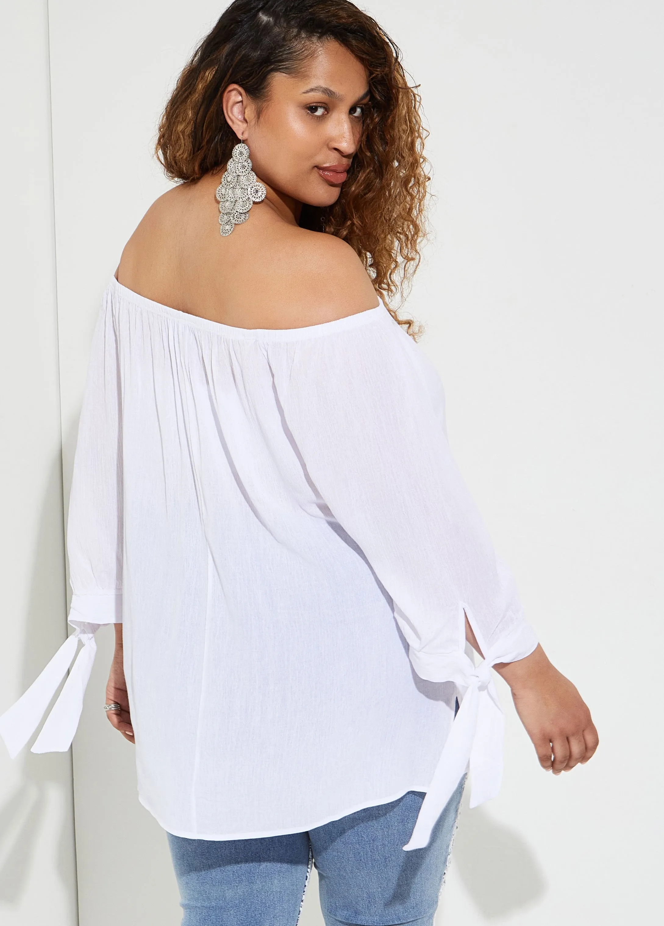 Off The Shoulder Knotted Top sold by Ashley Stewart product image thumbnail 2