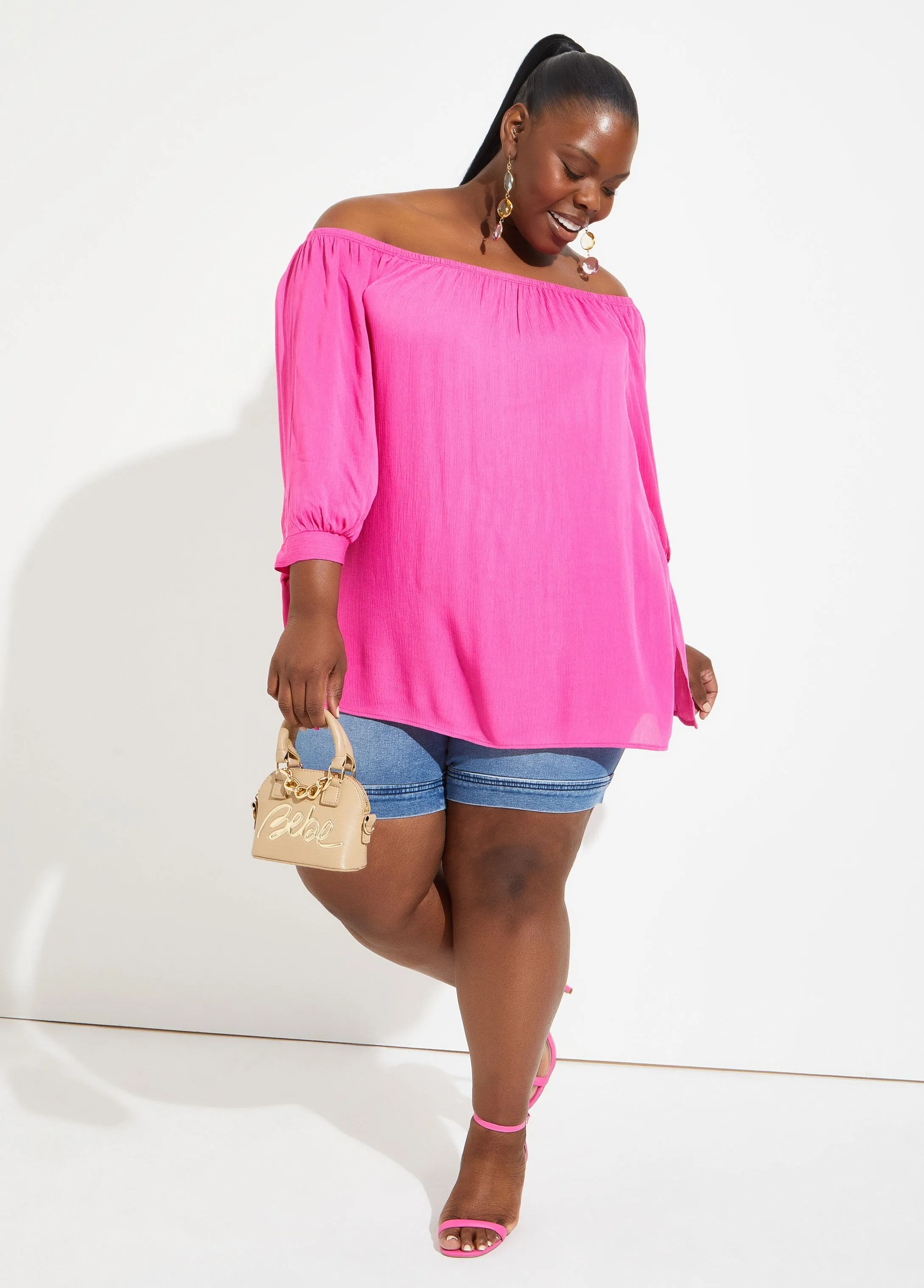 Off The Shoulder Knotted Top sold by Ashley Stewart product image thumbnail 4