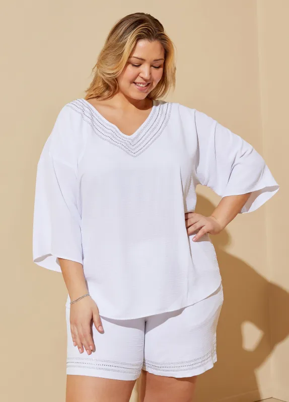 Textured Crystal Embellished Top made by Ashley Stewart