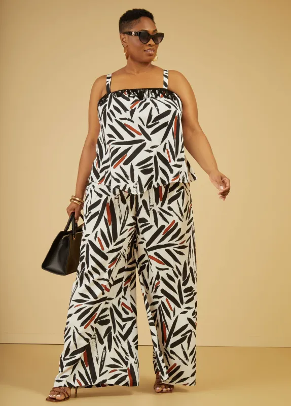 High Waist Printed Wide Leg Pants made by Ashley Stewart