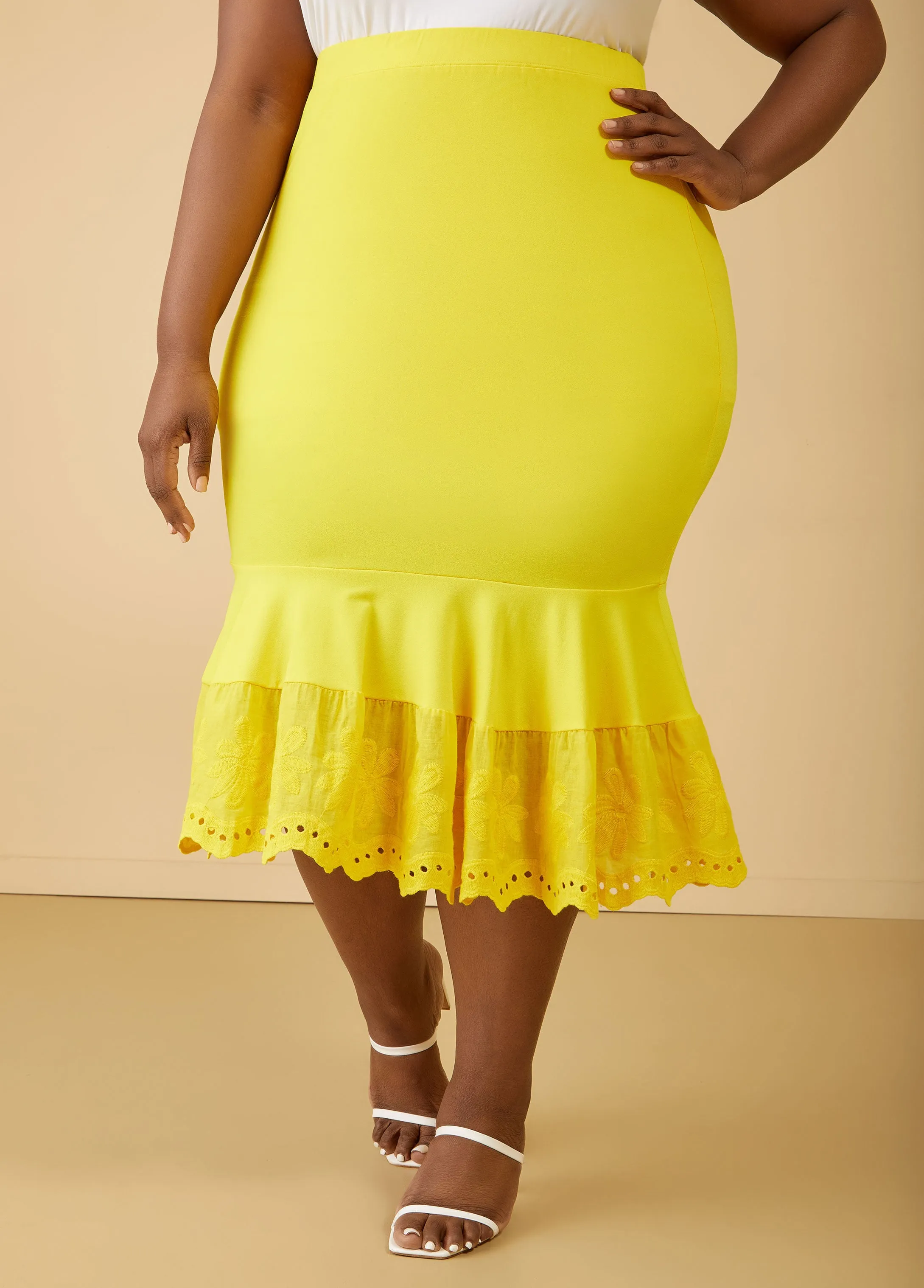 Embroidered Paneled Midi Skirt sold by Ashley Stewart product image thumbnail 3