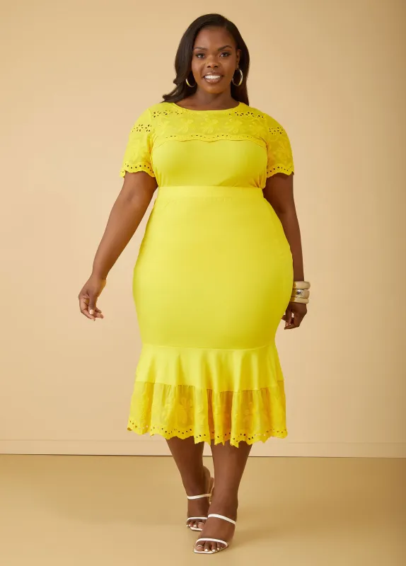 Embroidered Paneled Midi Skirt made by Ashley Stewart